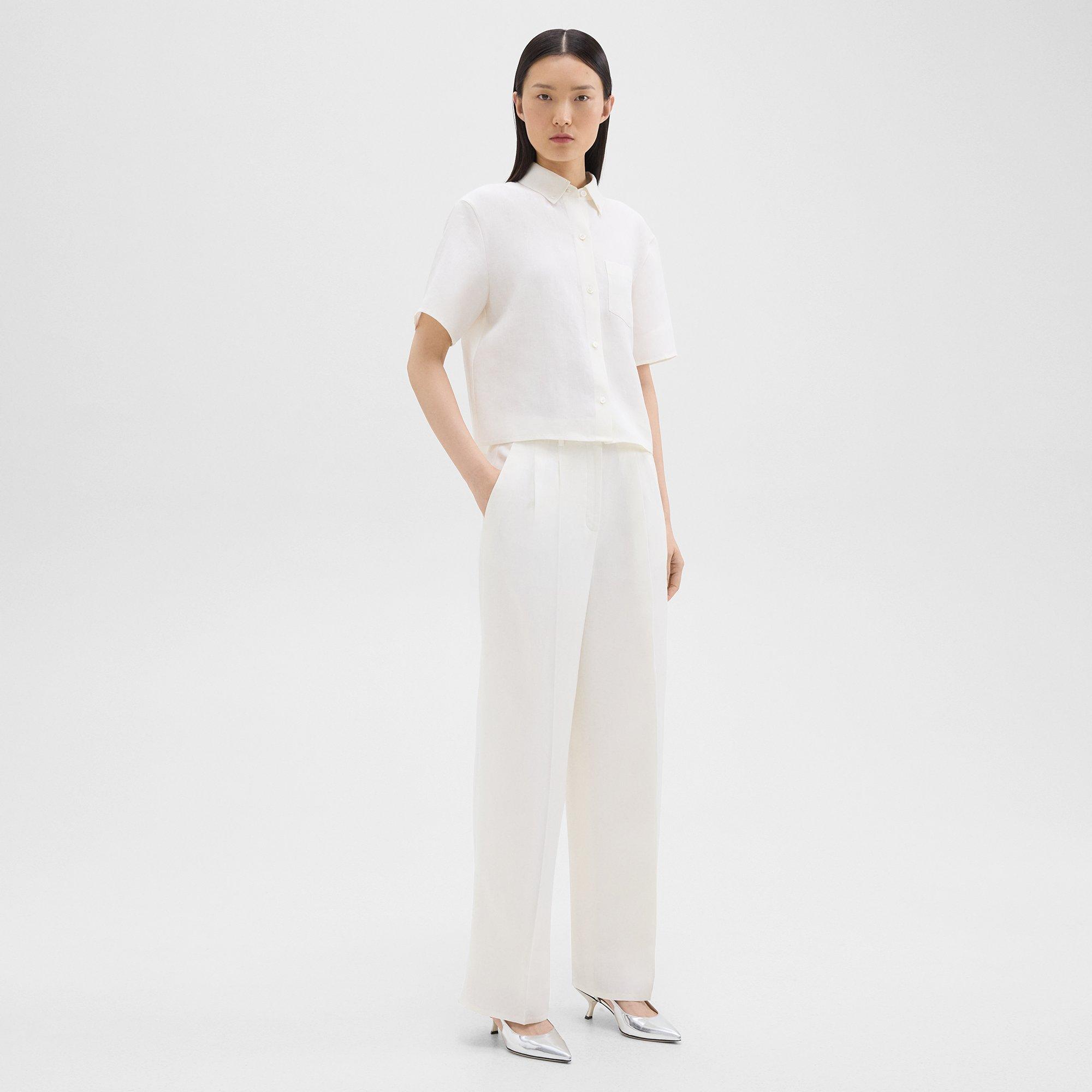 Double Pleat Pant in Galena Linen