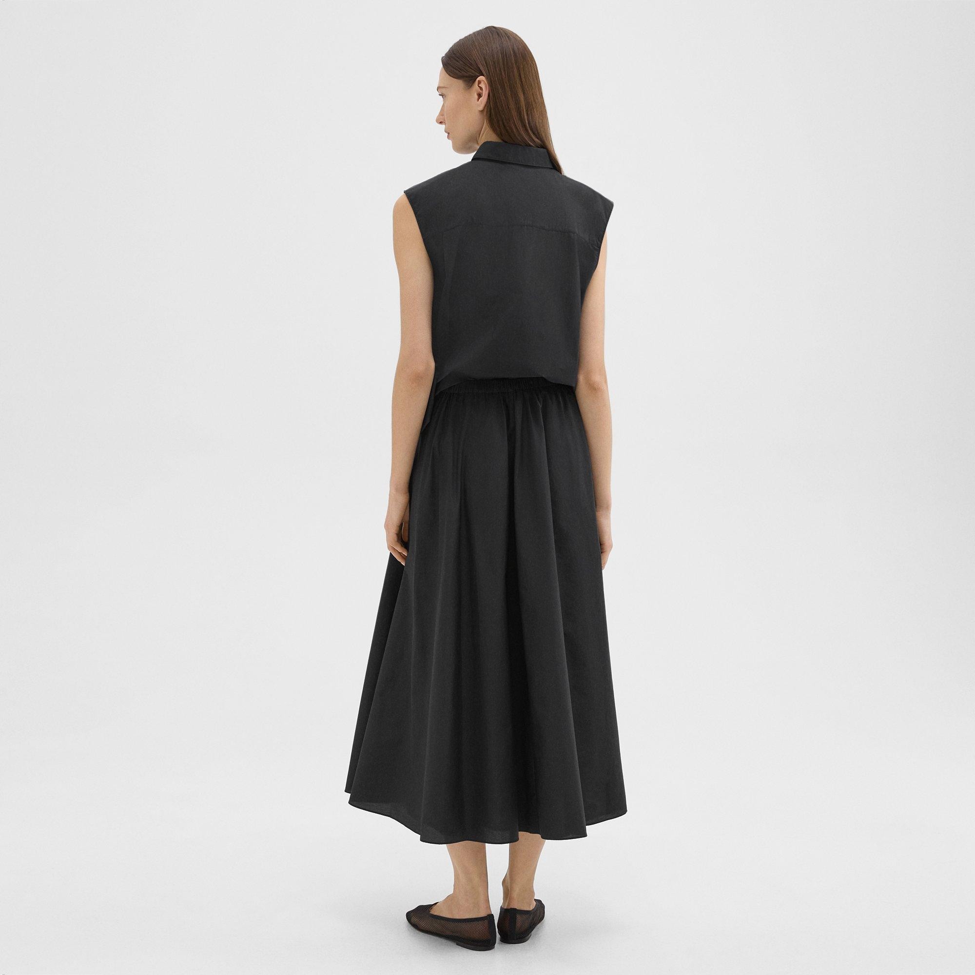 Midi Circle Skirt in Cotton-Blend