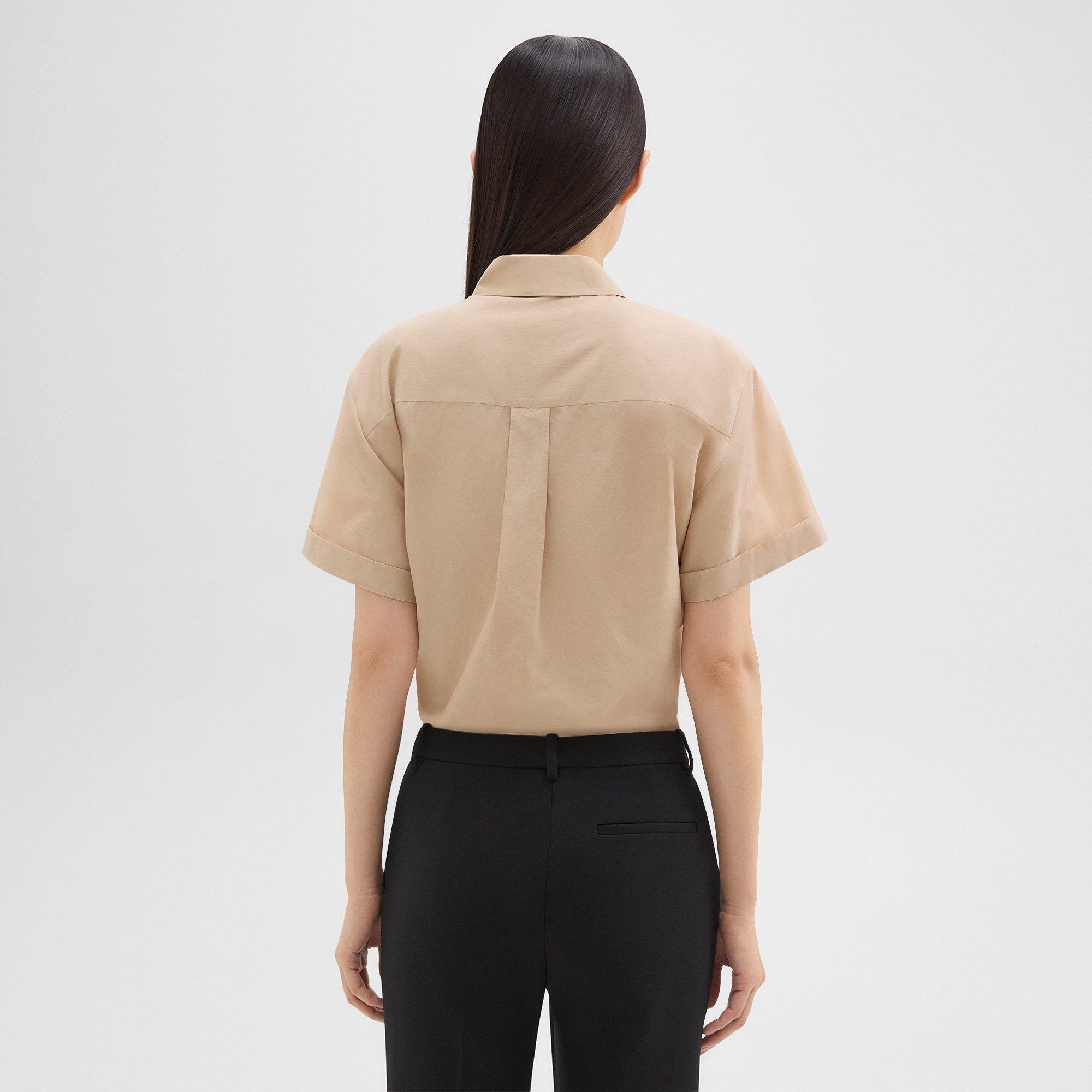 Tie-Front Blouse in Cotton-Blend