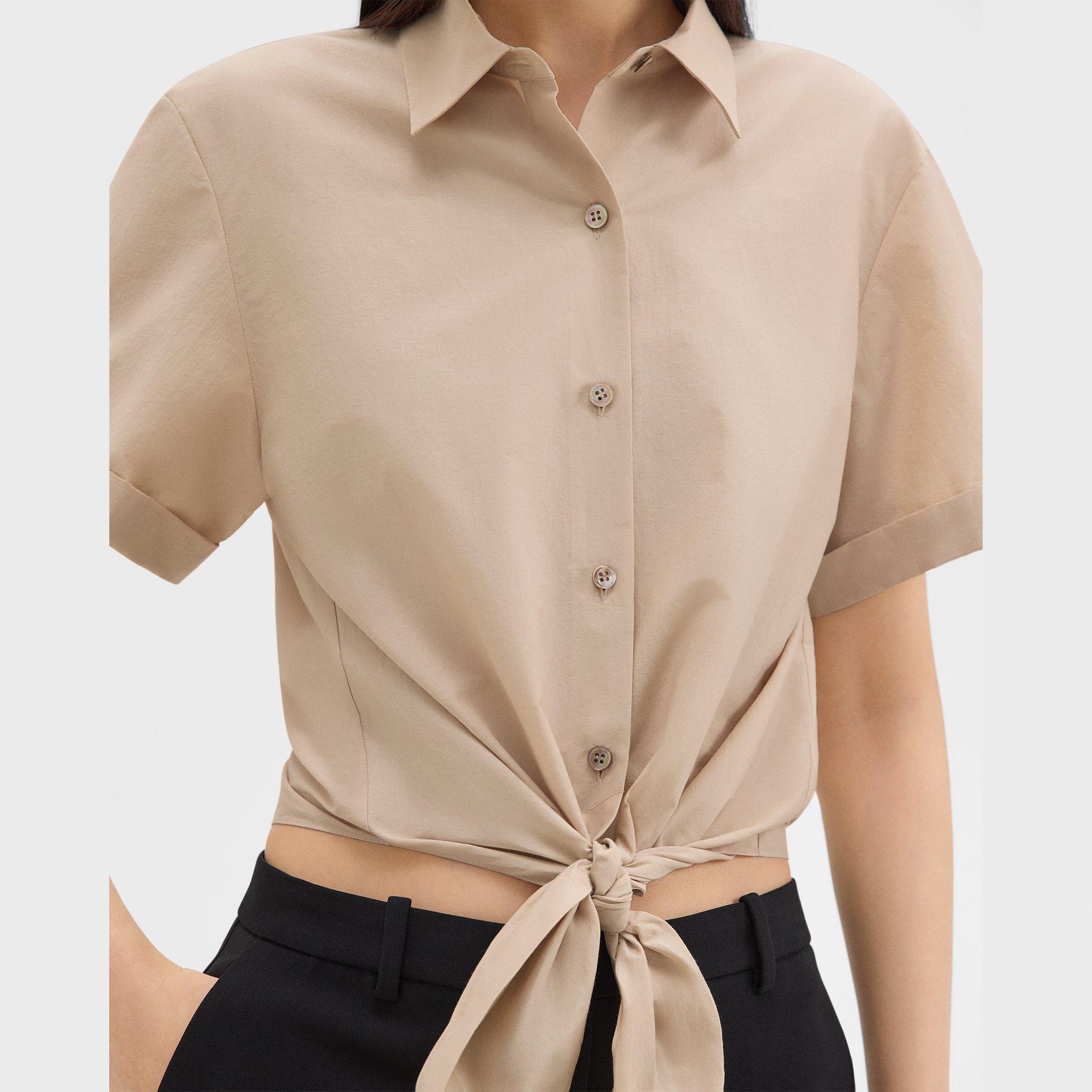 Tie-Front Blouse in Cotton-Blend