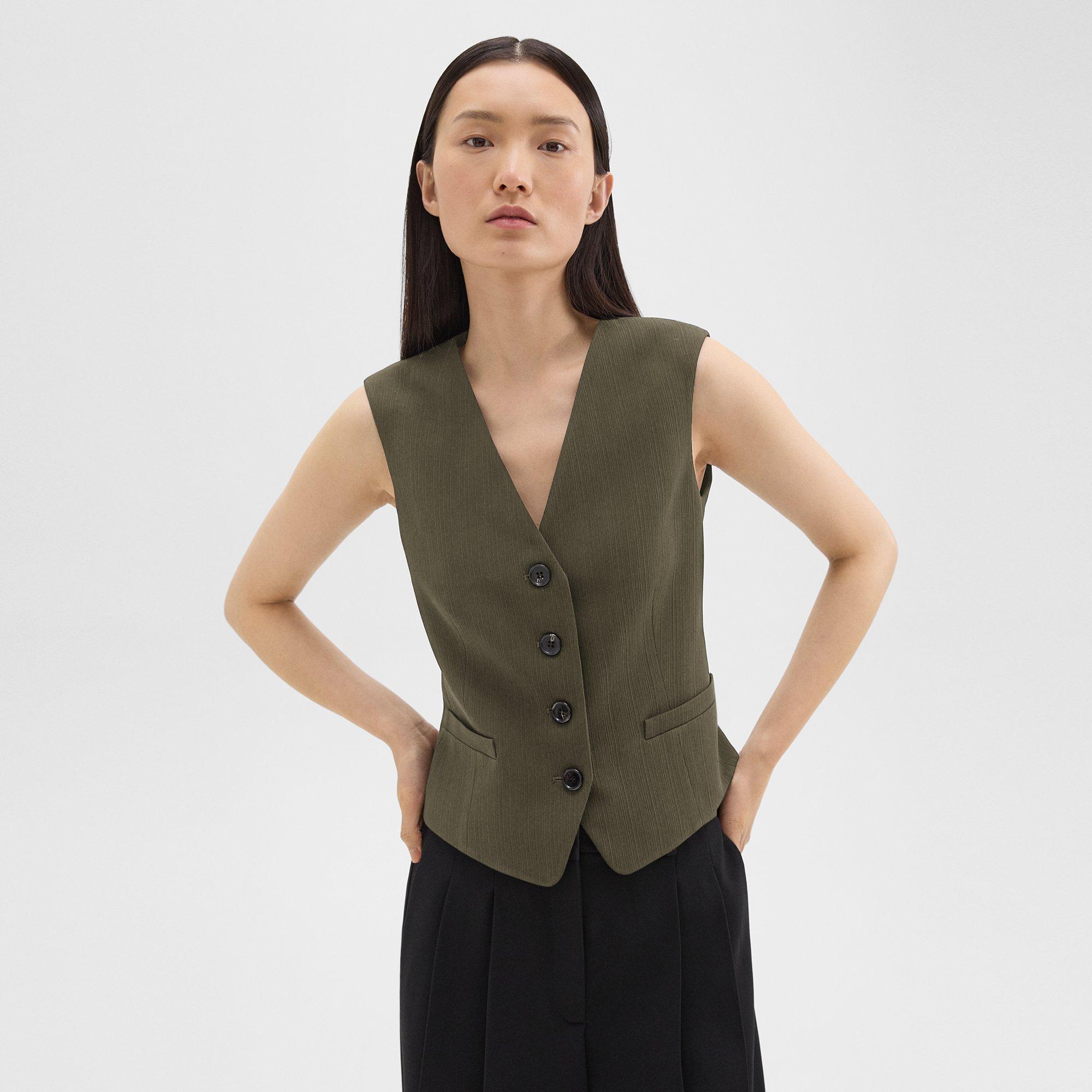 Slim Vest in Striped Admiral Crepe