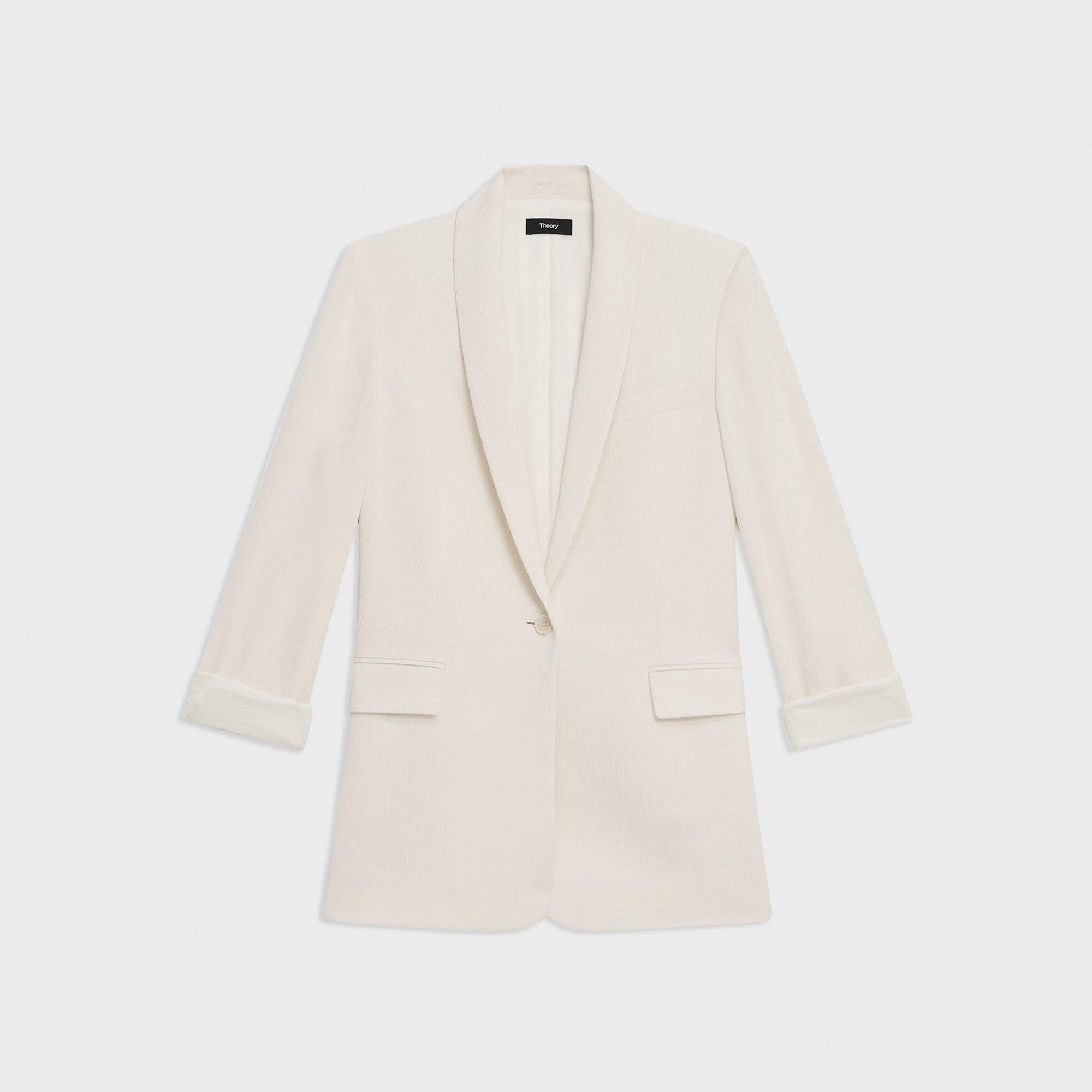 Striped Admiral Crepe Rolled Sleeve Blazer | Theory