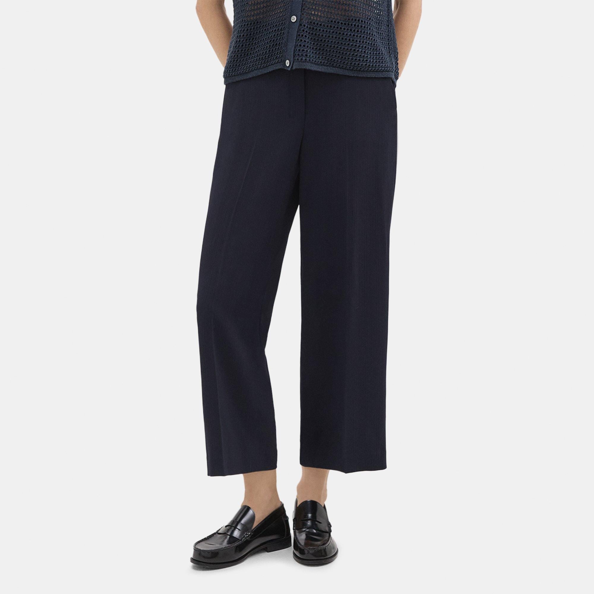 Straight Pull-On Pant in Striped Admiral Crepe