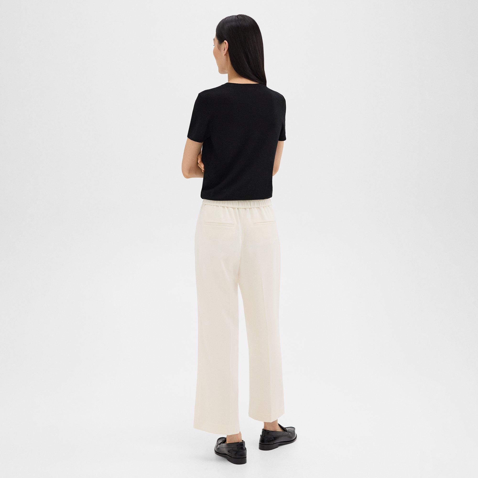 Straight Pull-On Pant in Striped Admiral Crepe