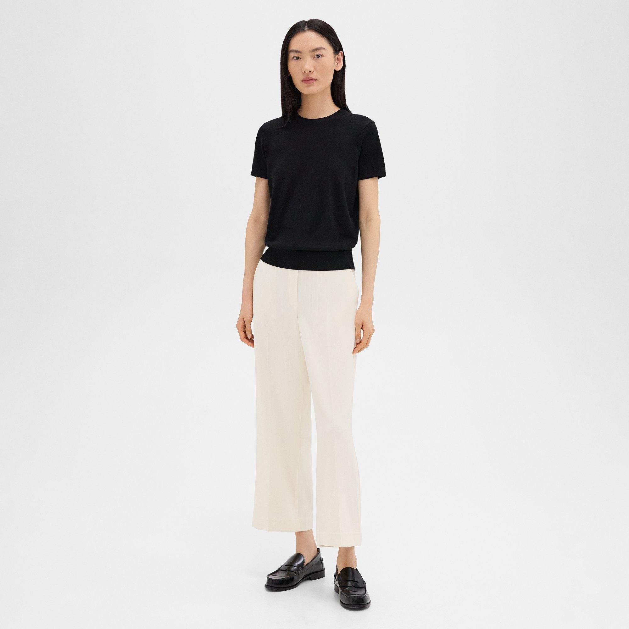 Straight Pull-On Pant in Striped Admiral Crepe