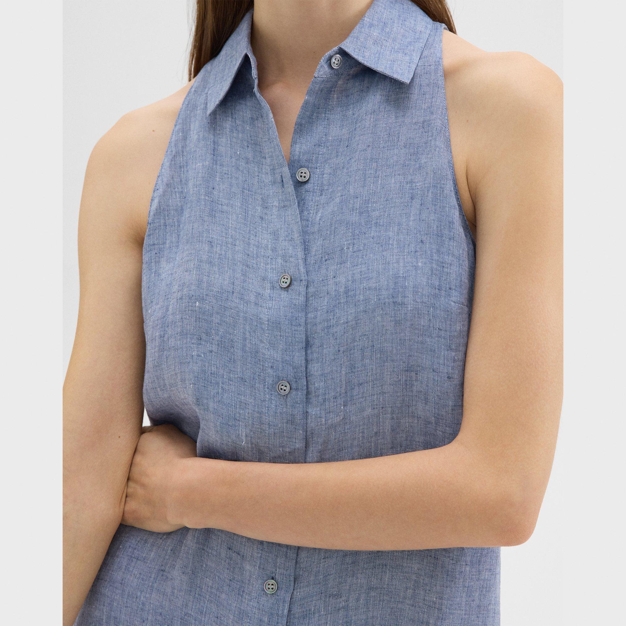 Halter Neck Shirt Dress in Hemp