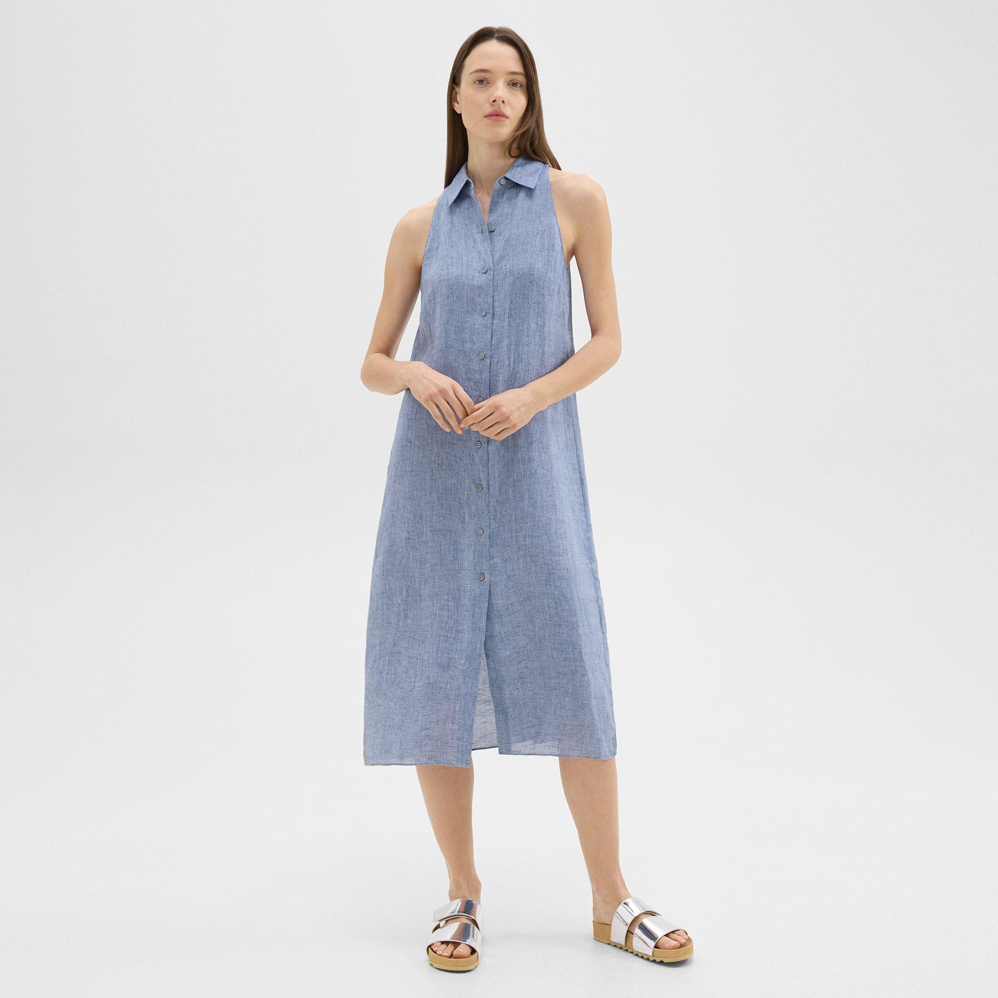 Halter Neck Shirt Dress in Hemp