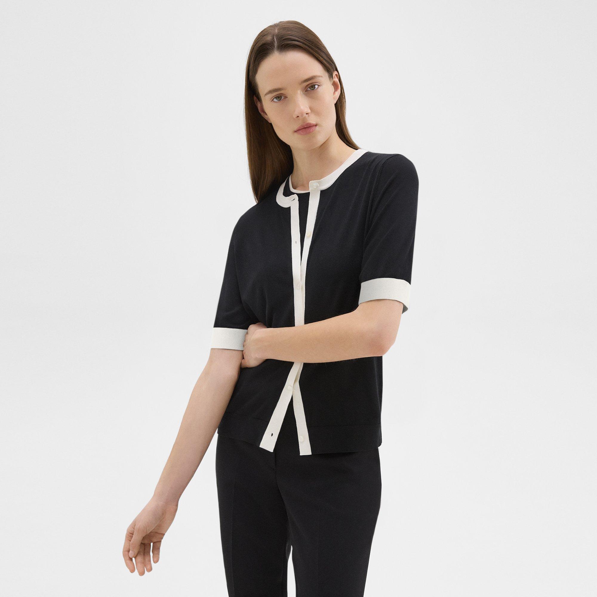 Short-Sleeve Cardigan in Regal Wool