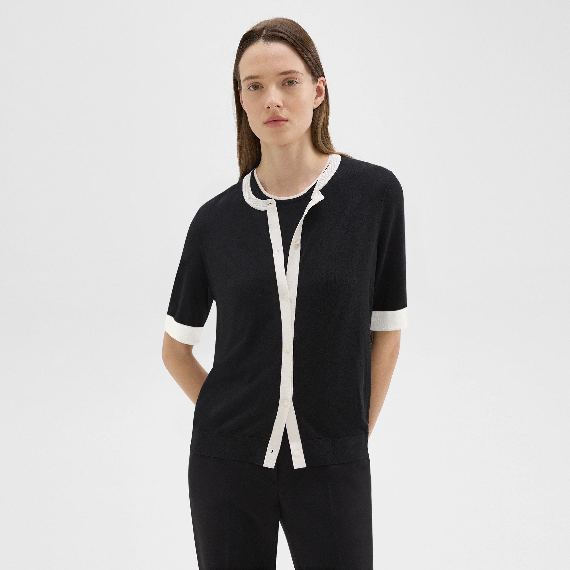 Short-Sleeve Cardigan in Regal Wool