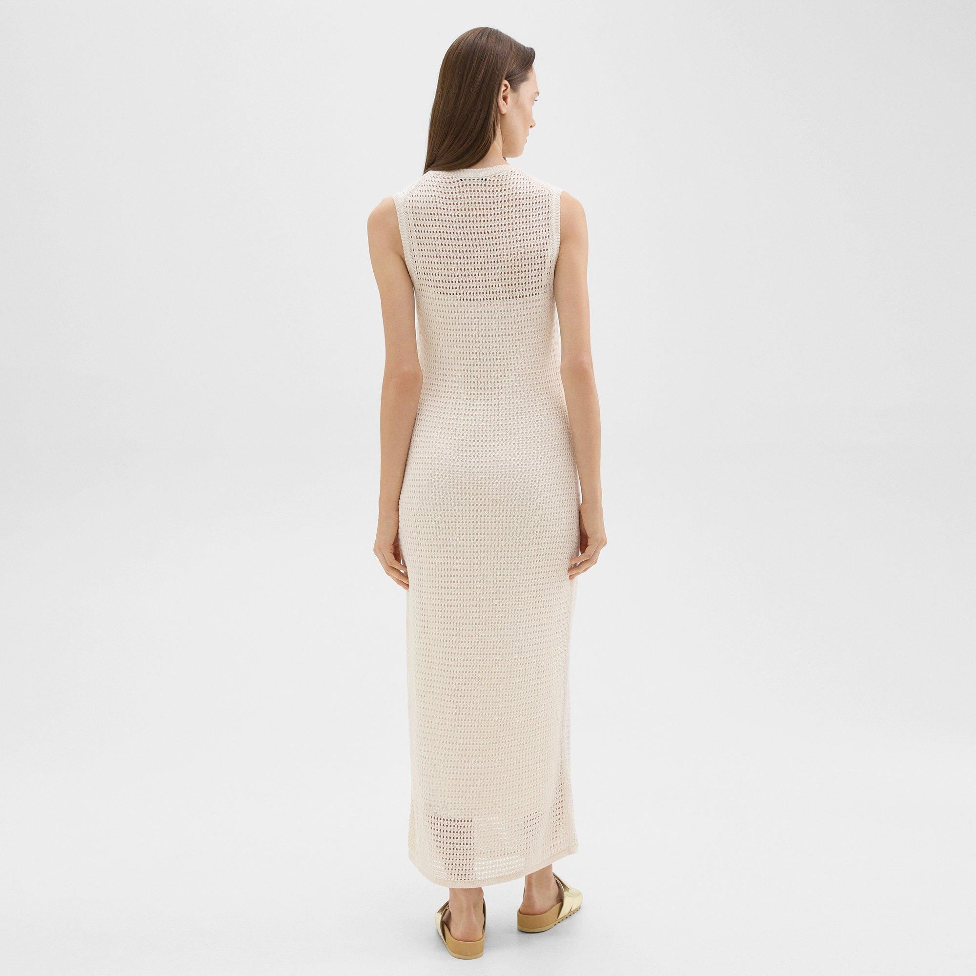 Mesh-Maxikleid aus Leinen-Viskose