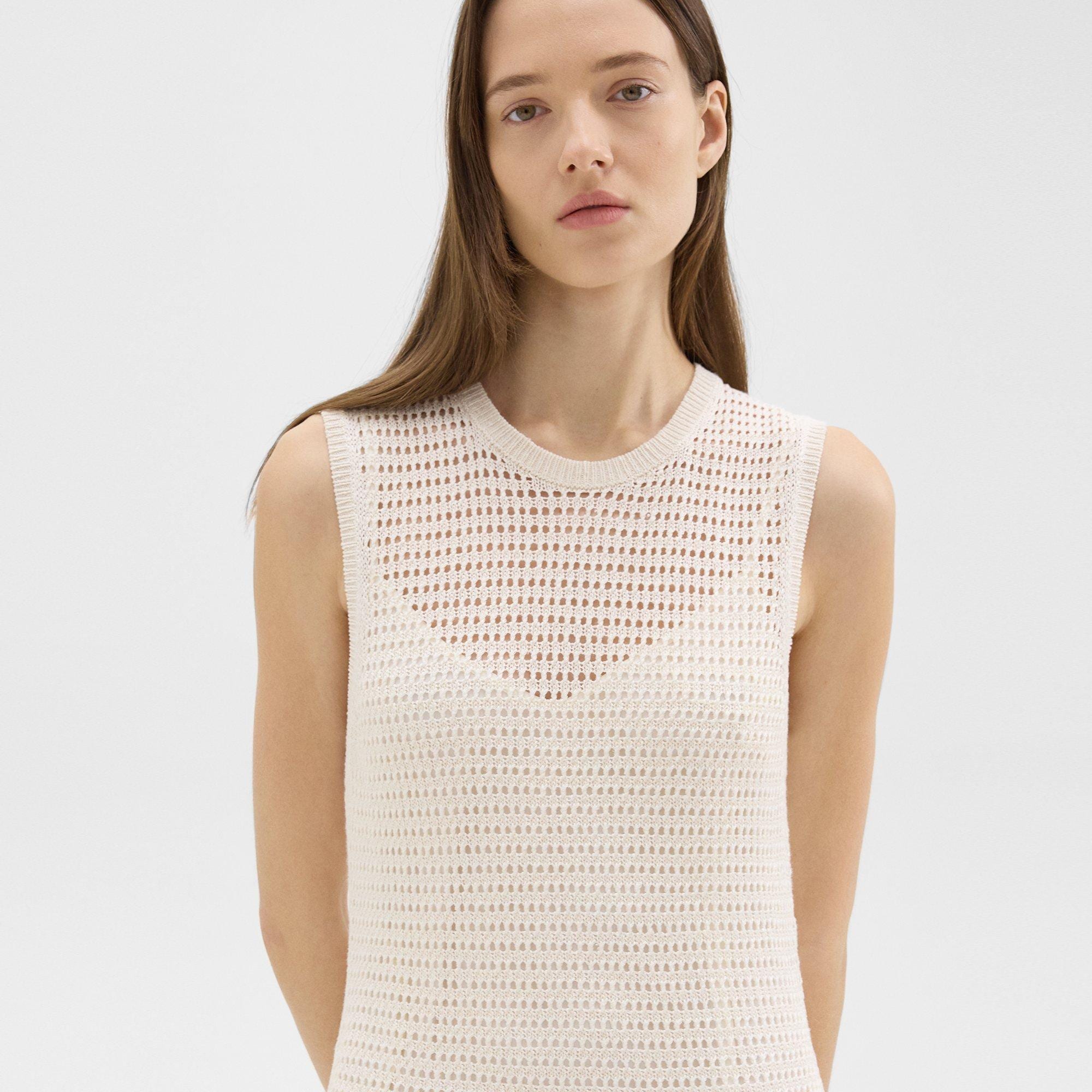 Mesh-Maxikleid aus Leinen-Viskose