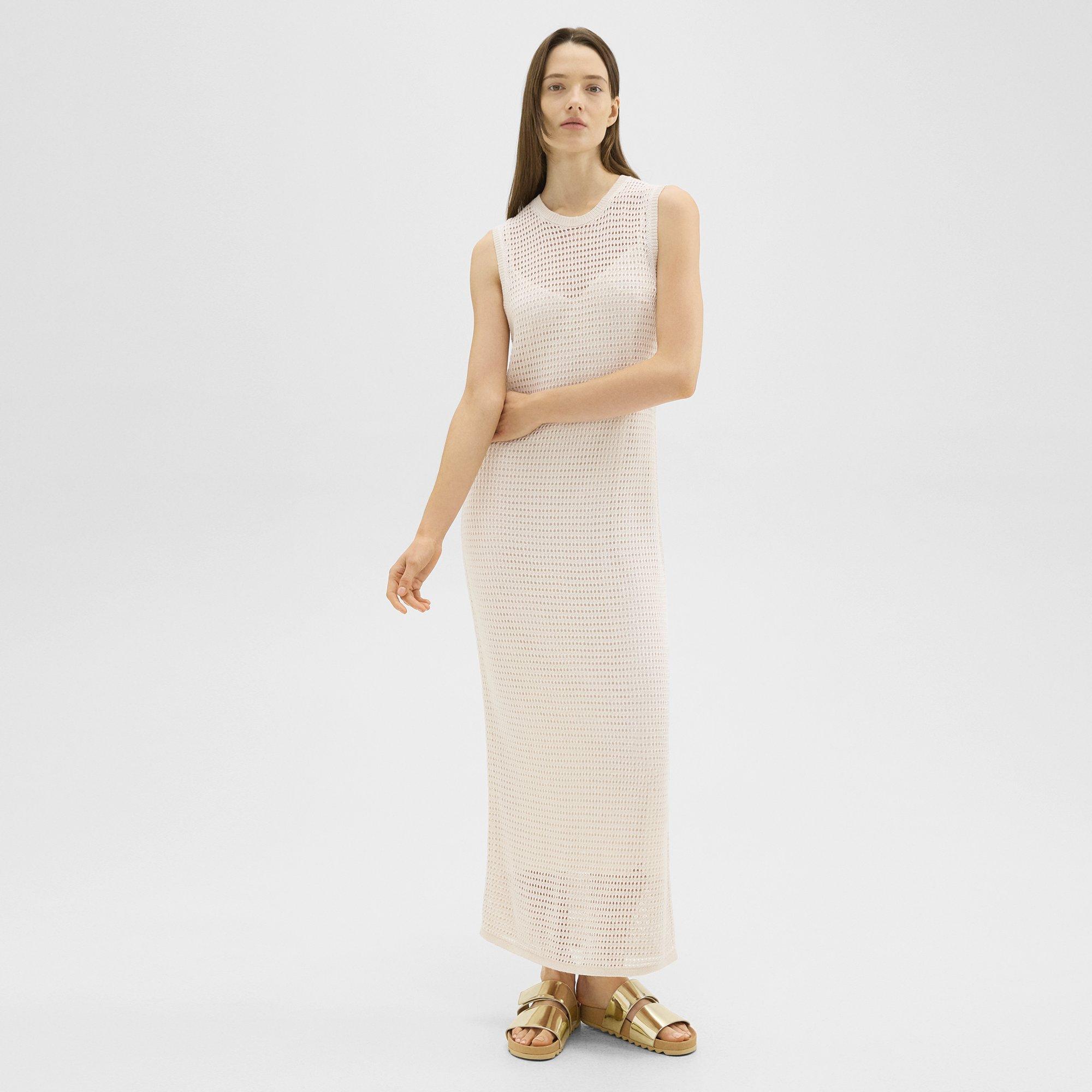 Mesh Maxi Dress in Linen-Viscose