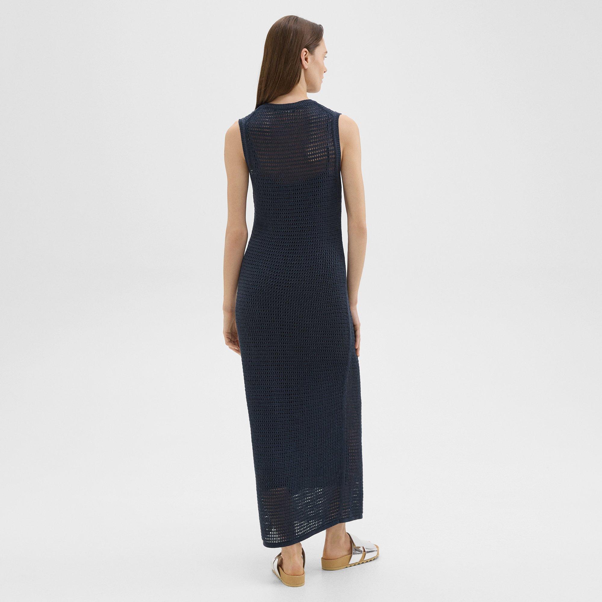 Mesh Maxi Dress in Linen-Viscose