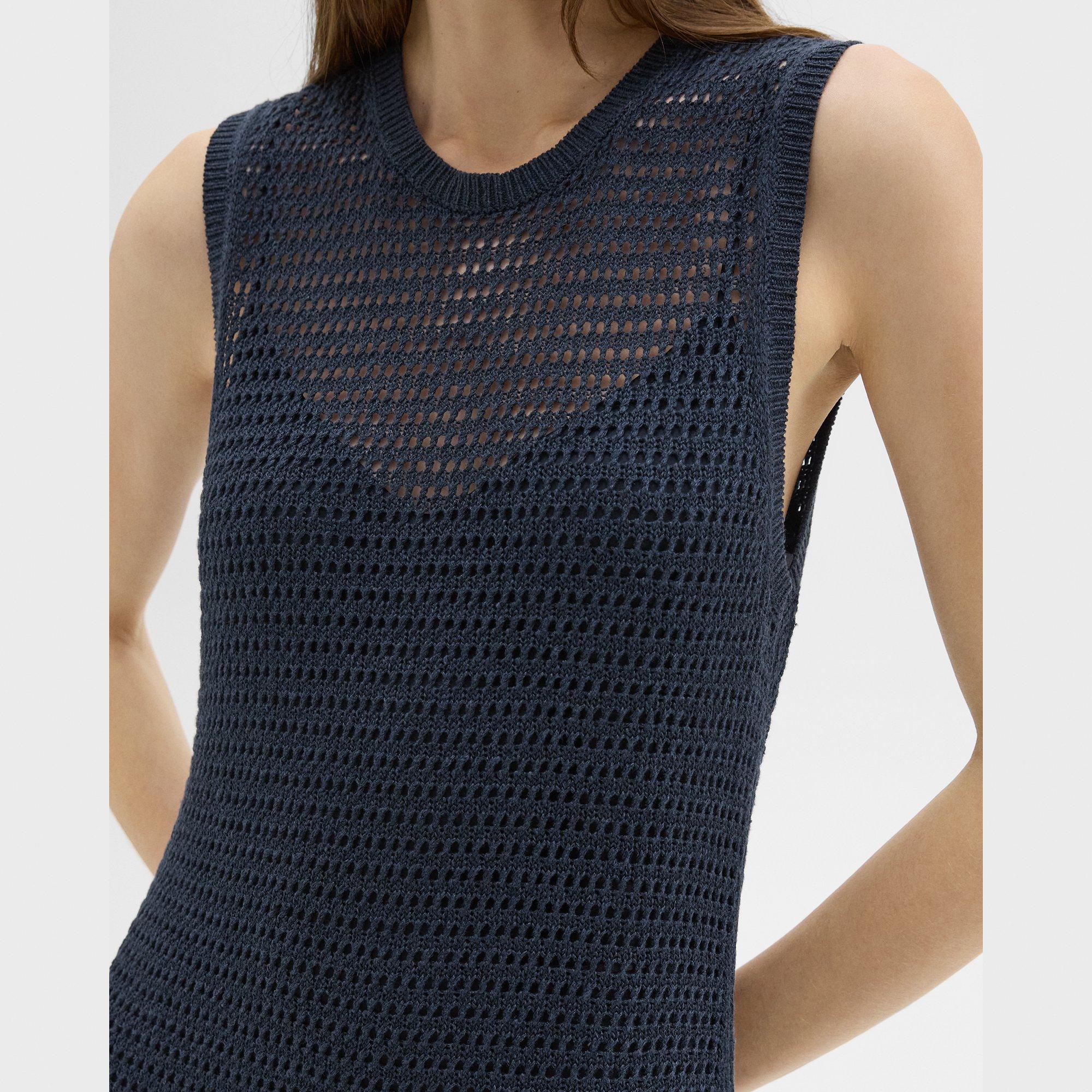 Mesh Maxi Dress in Linen-Viscose
