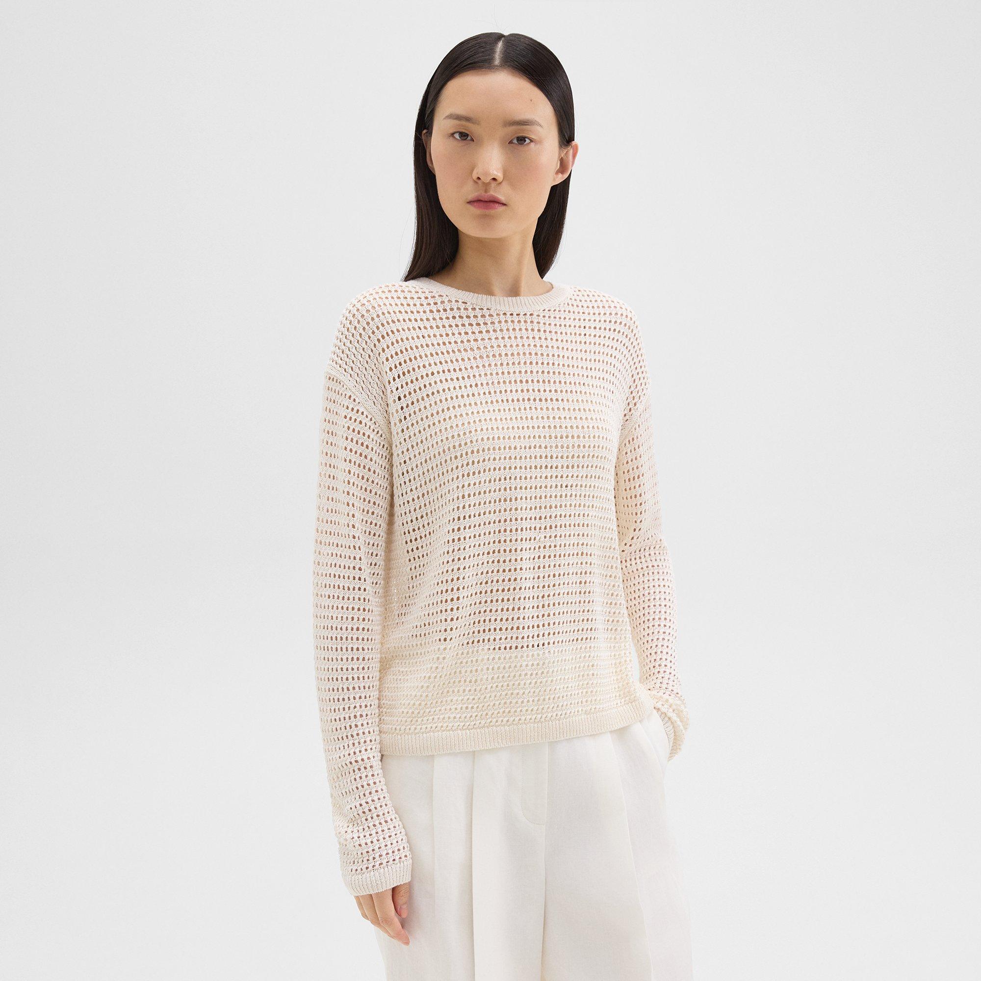 Mesh Long-Sleeve Sweater in Linen-Viscose