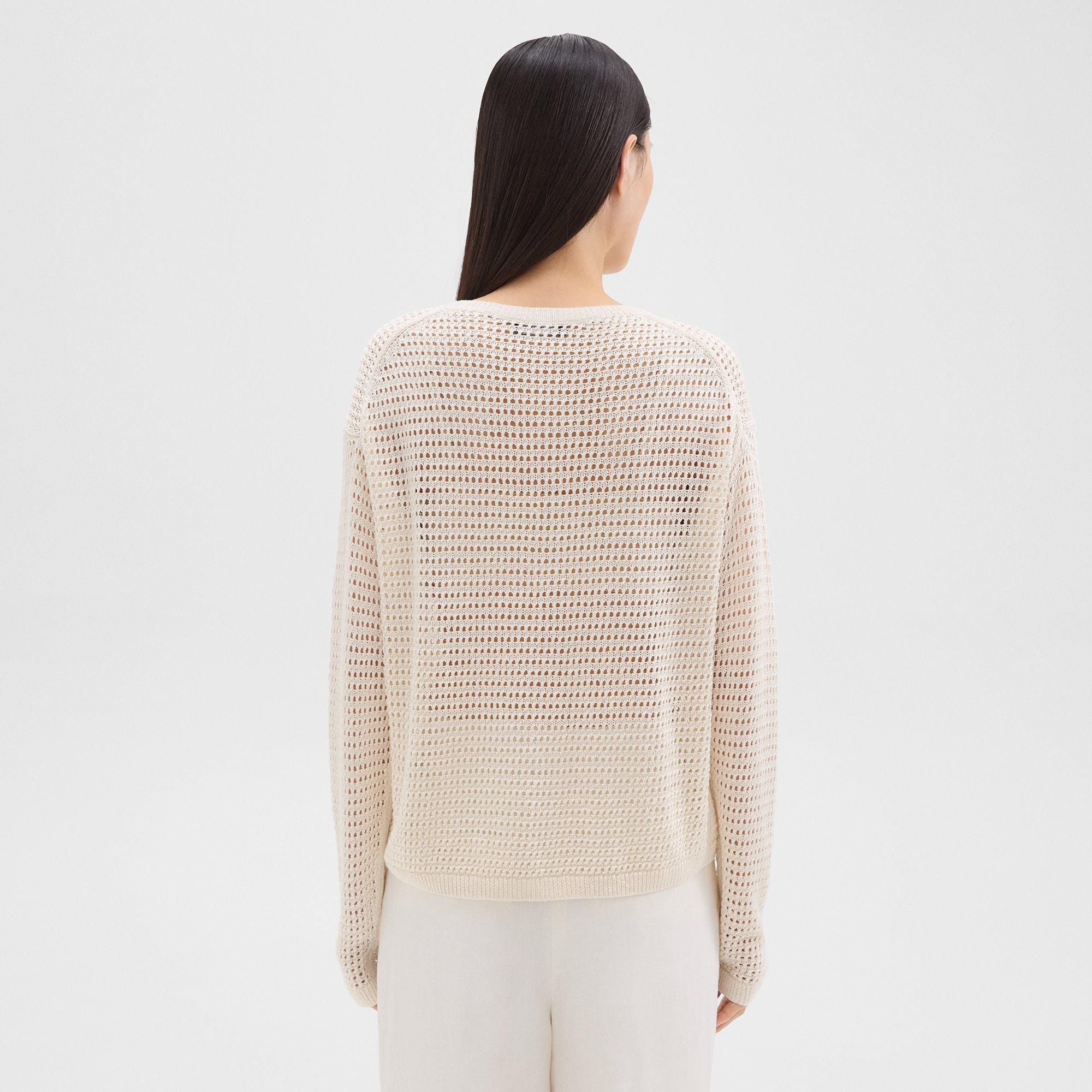 Mesh Long-Sleeve Sweater in Linen-Viscose