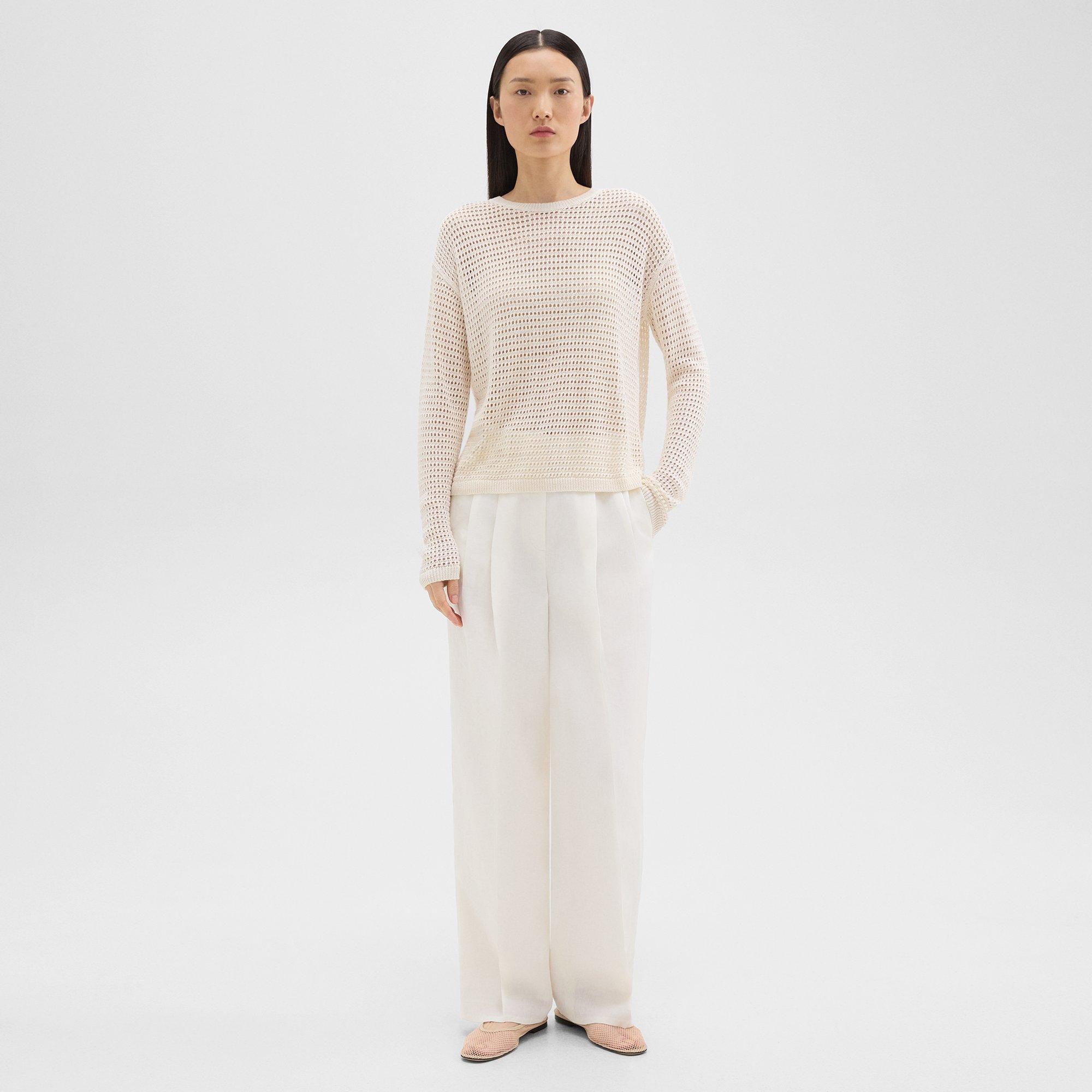 Mesh Long-Sleeve Sweater in Linen-Viscose