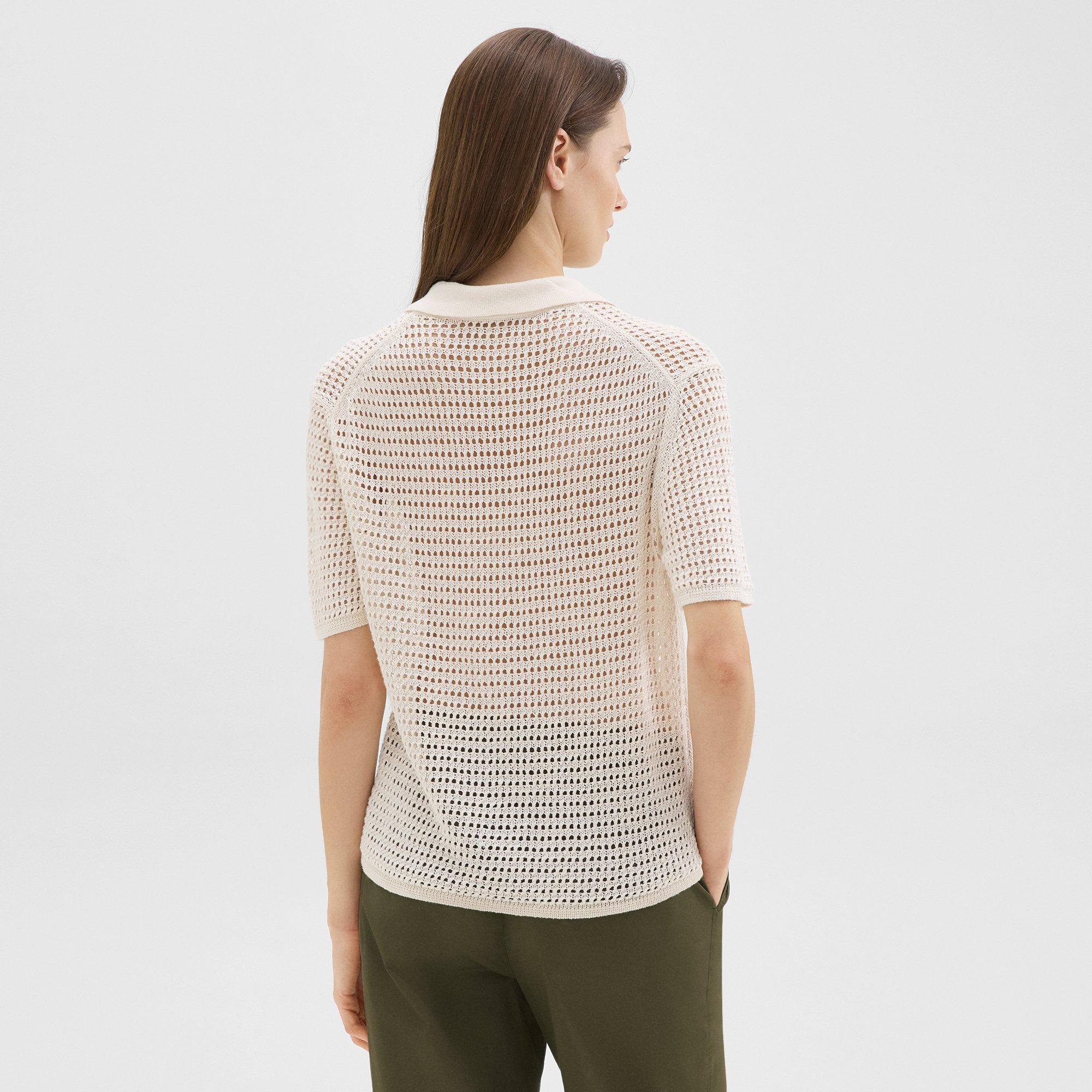 Mesh Short-Sleeve Shirt in Linen-Viscose