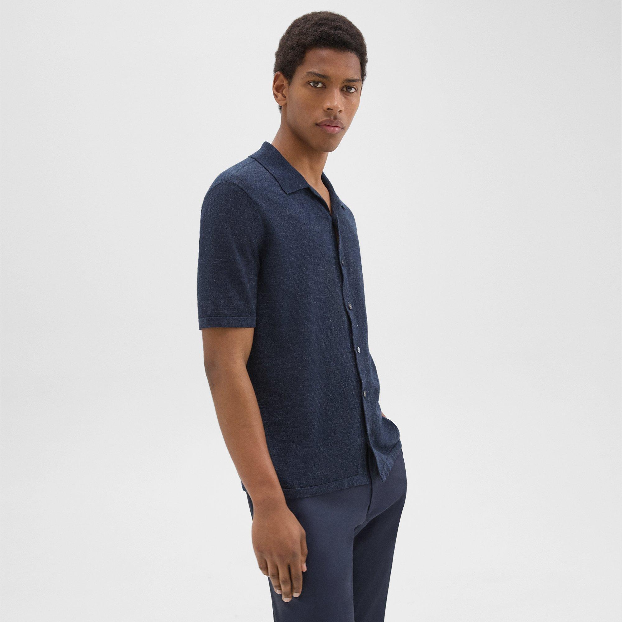 Camp Collar Shirt in Cotton-Linen