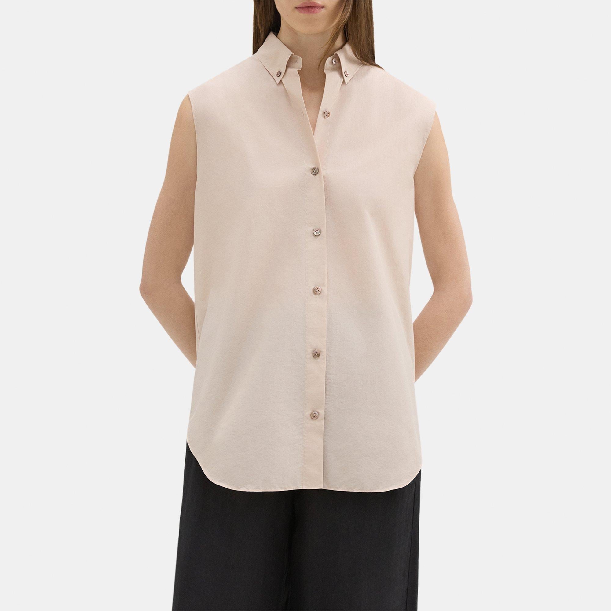 Sleeveless Shirt in Cotton-Blend