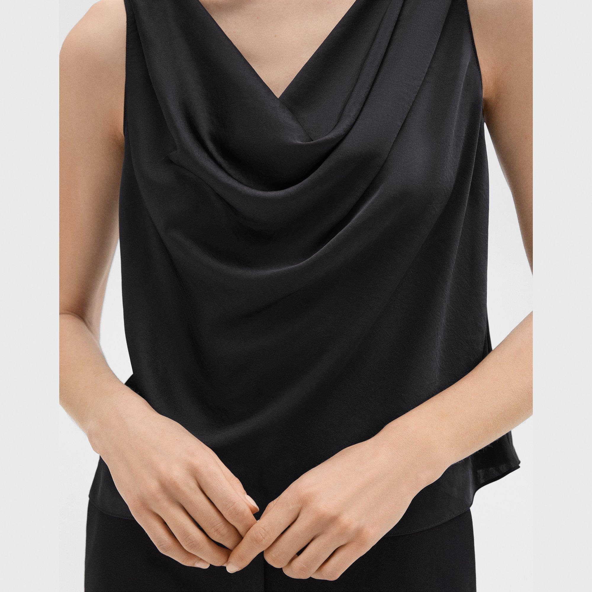 Cowl Neck Top in Crushed Satin