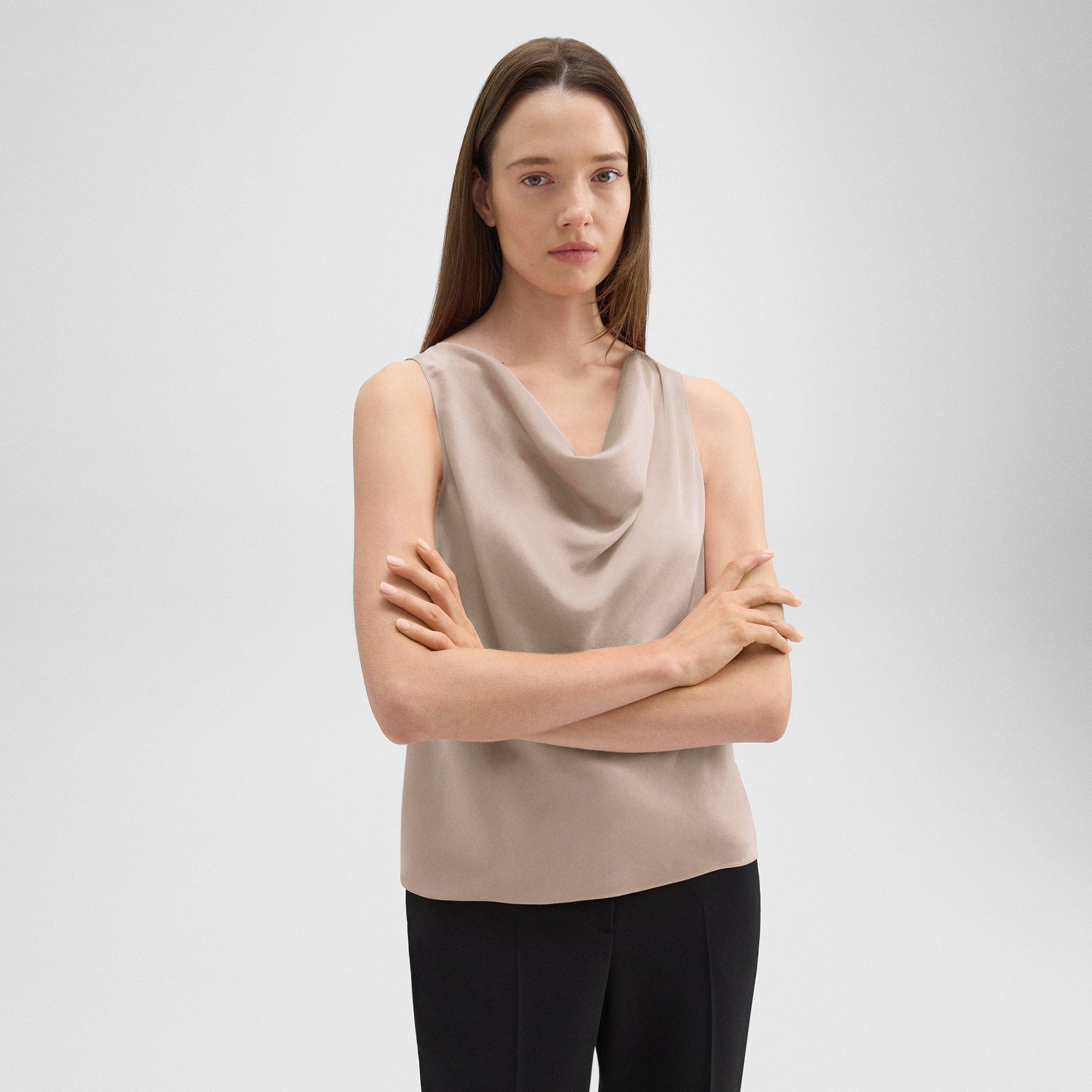 Cowl Neck Top in Crushed Satin