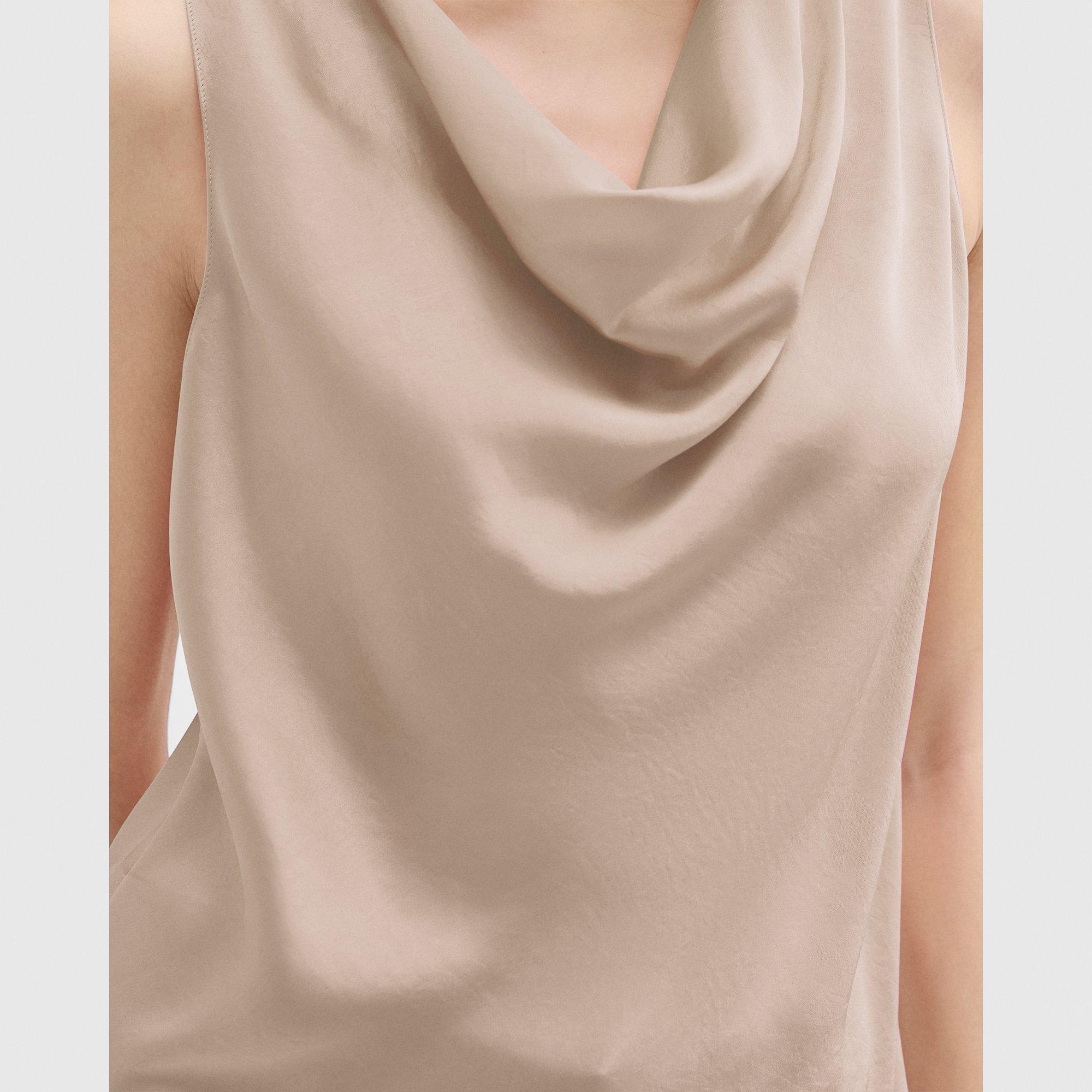 Cowl Neck Top in Crushed Satin