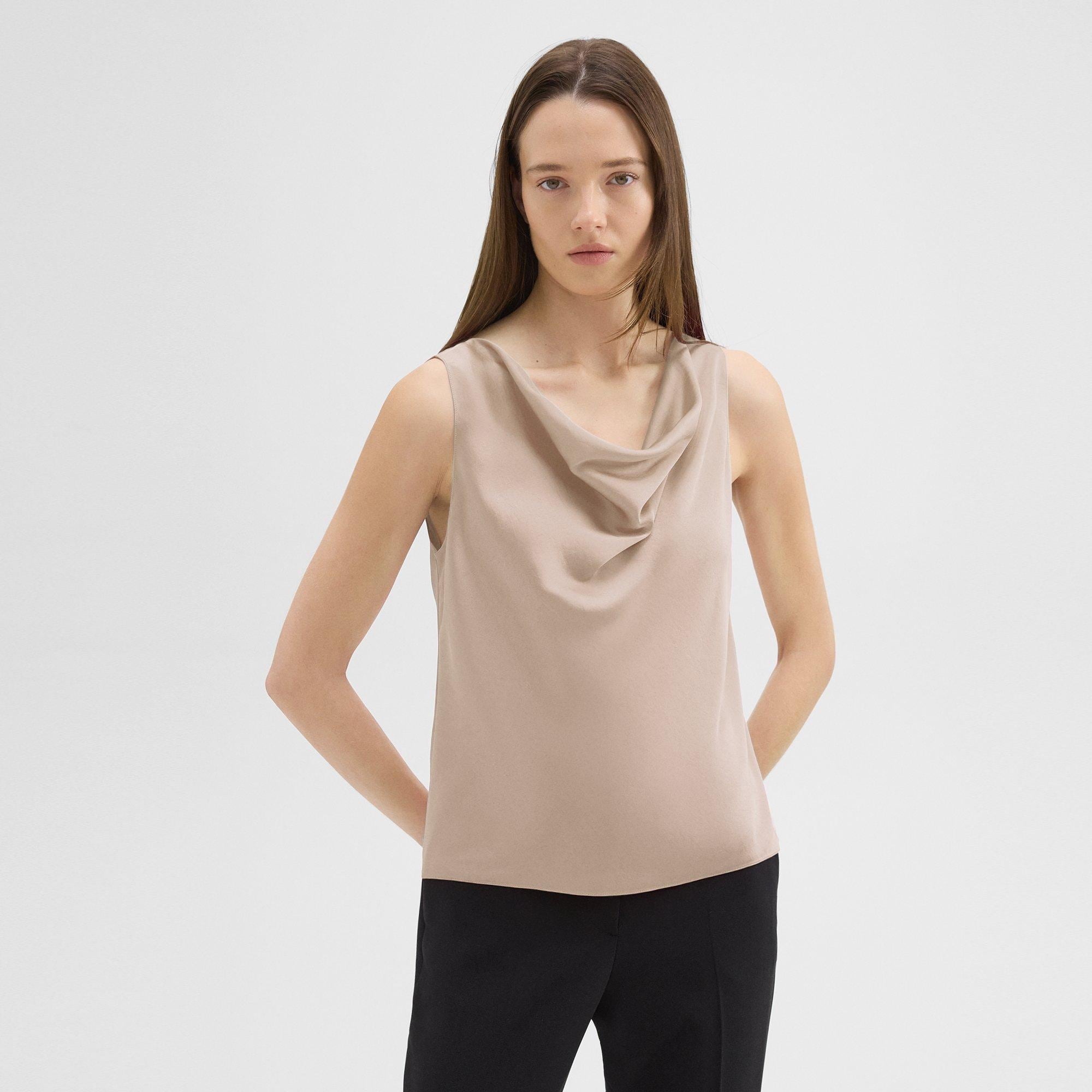 Cowl Neck Top in Crushed Satin