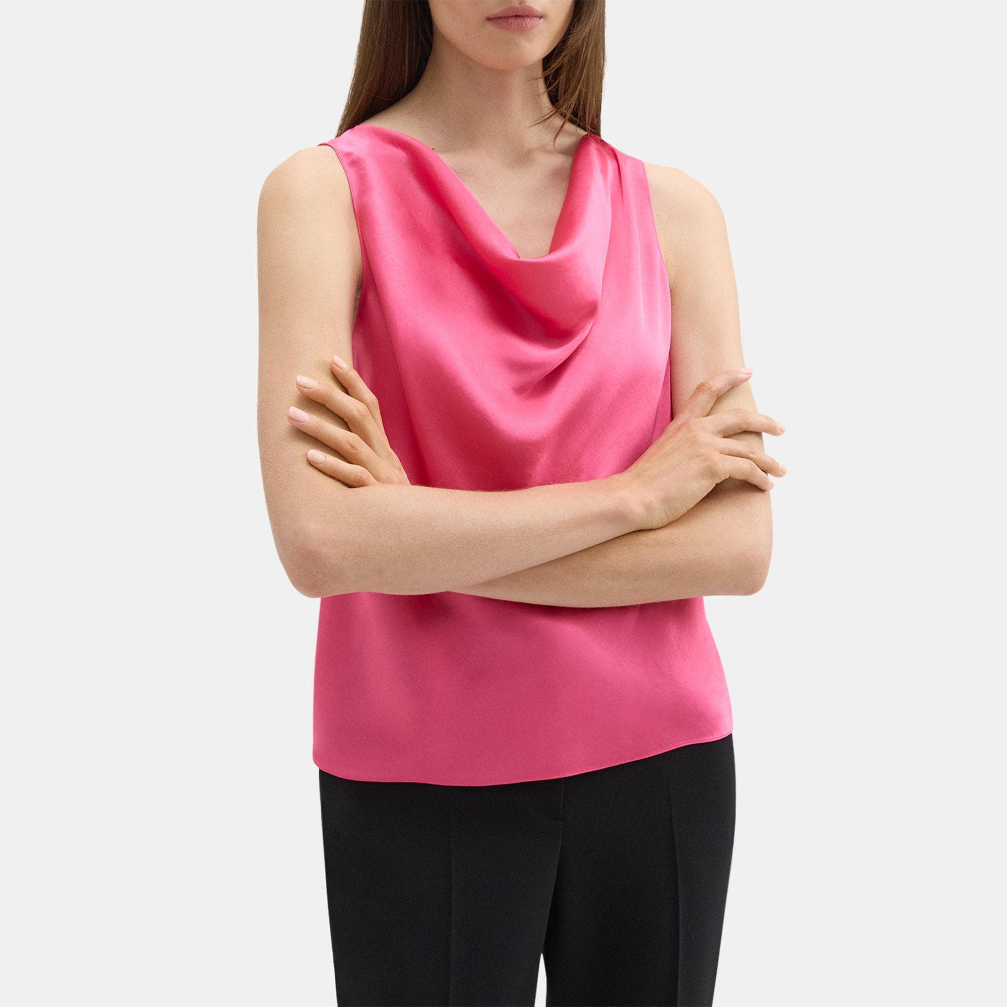 Cowl Neck Top in Crushed Satin