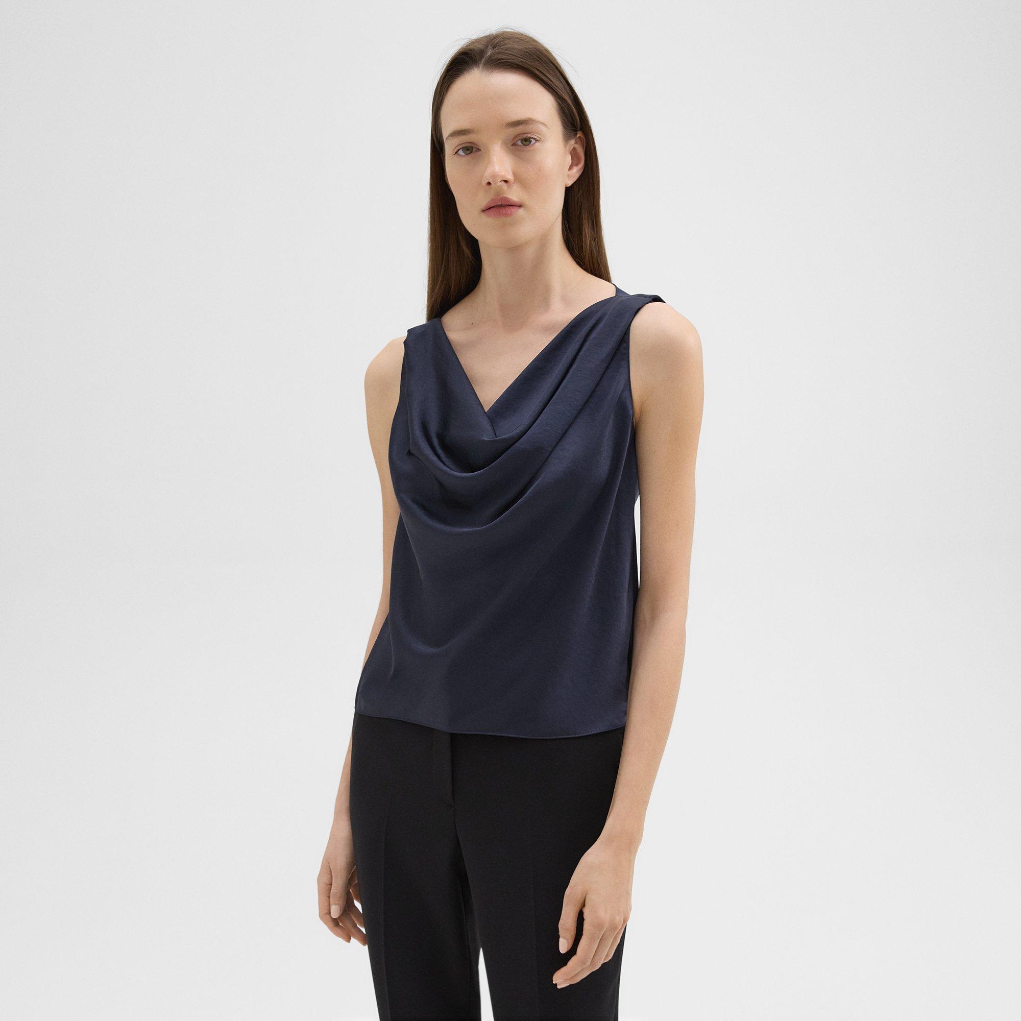 Cowl Neck Top in Crushed Satin