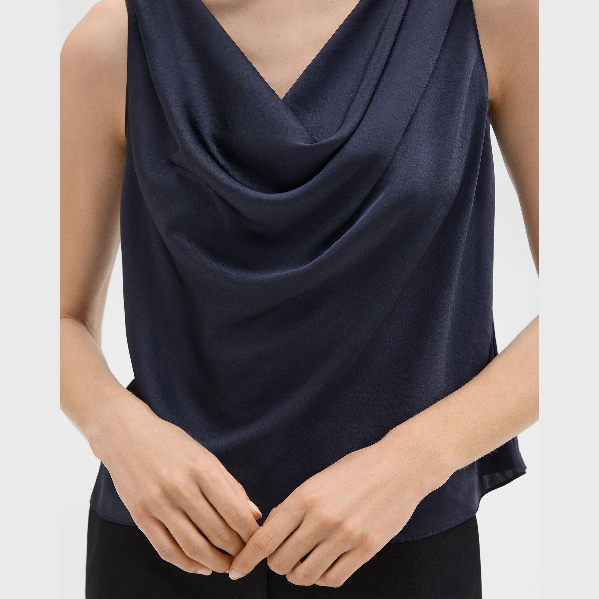 Cowl Neck Top in Crushed Satin