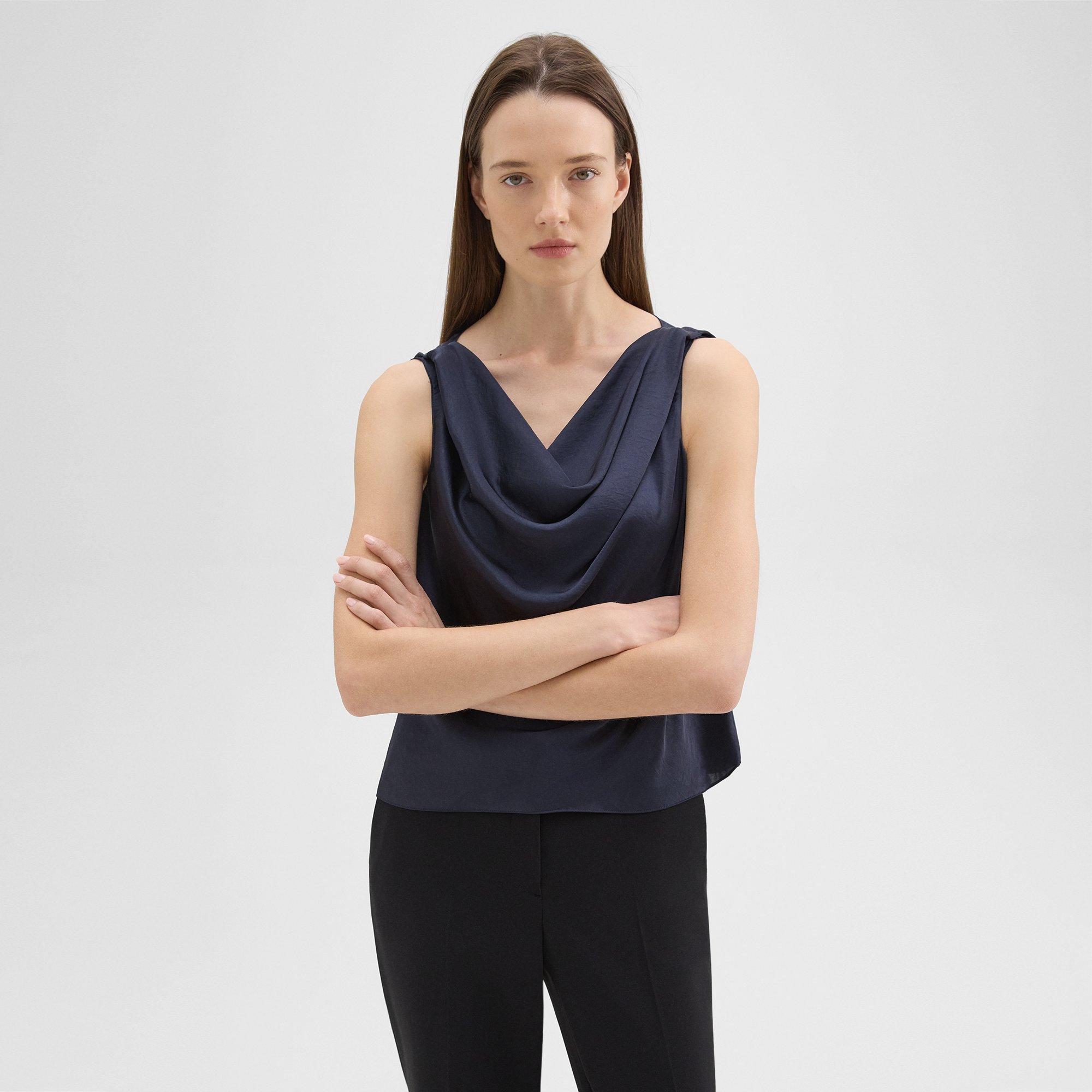 Cowl Neck Top in Crushed Satin