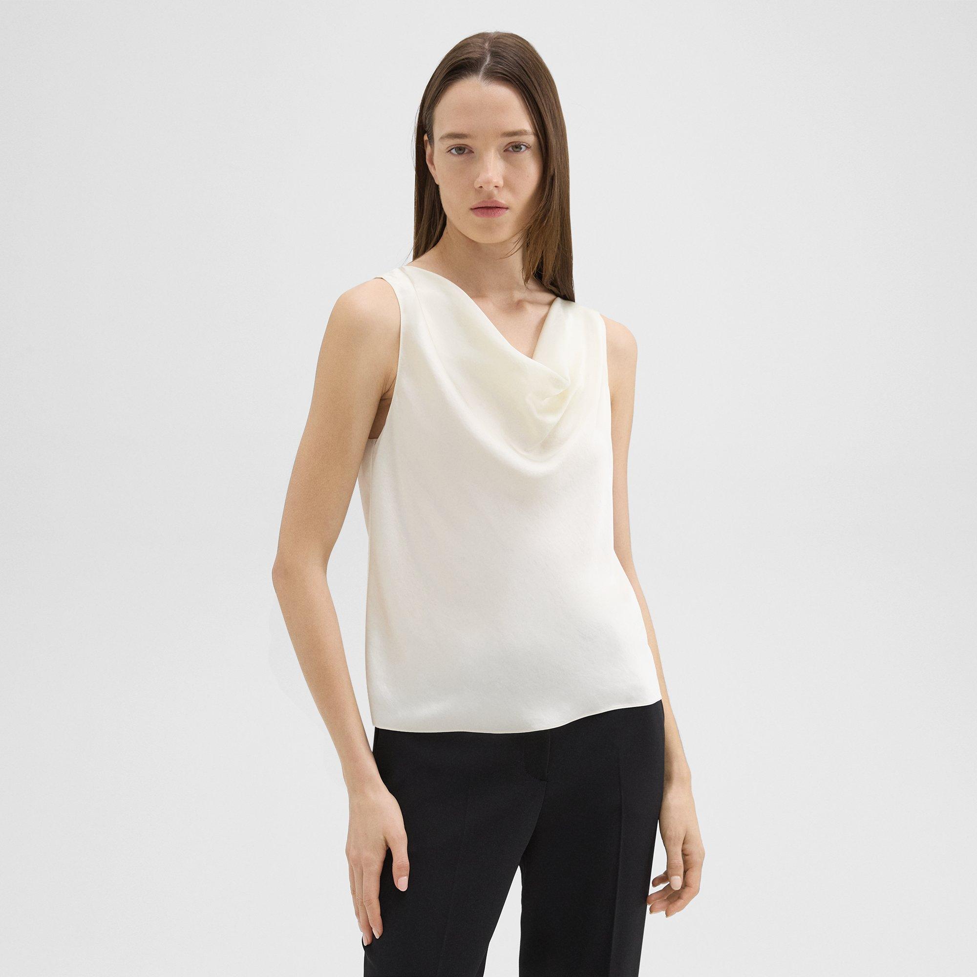 Cowl Neck Top in Crushed Satin