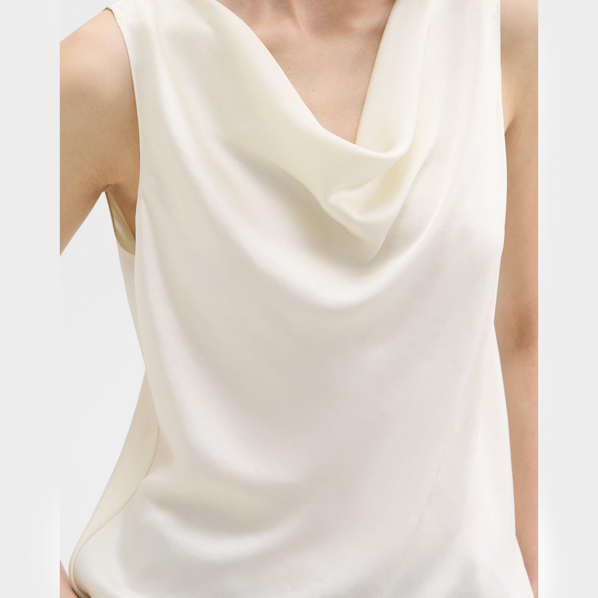 Cowl Neck Top in Crushed Satin