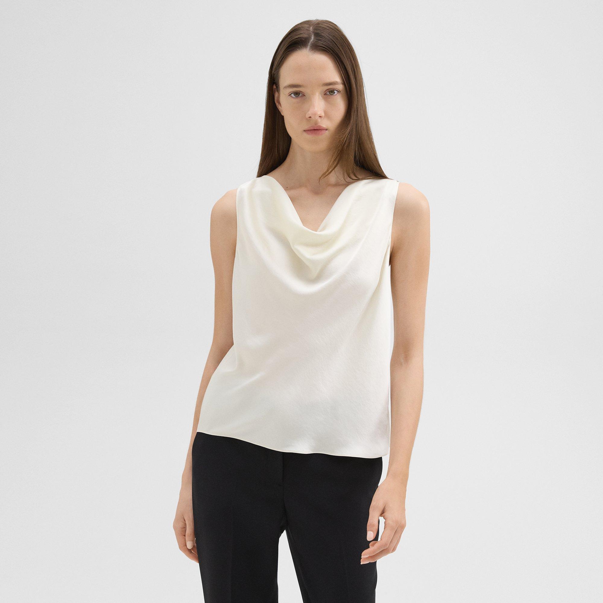 Cowl Neck Top in Crushed Satin