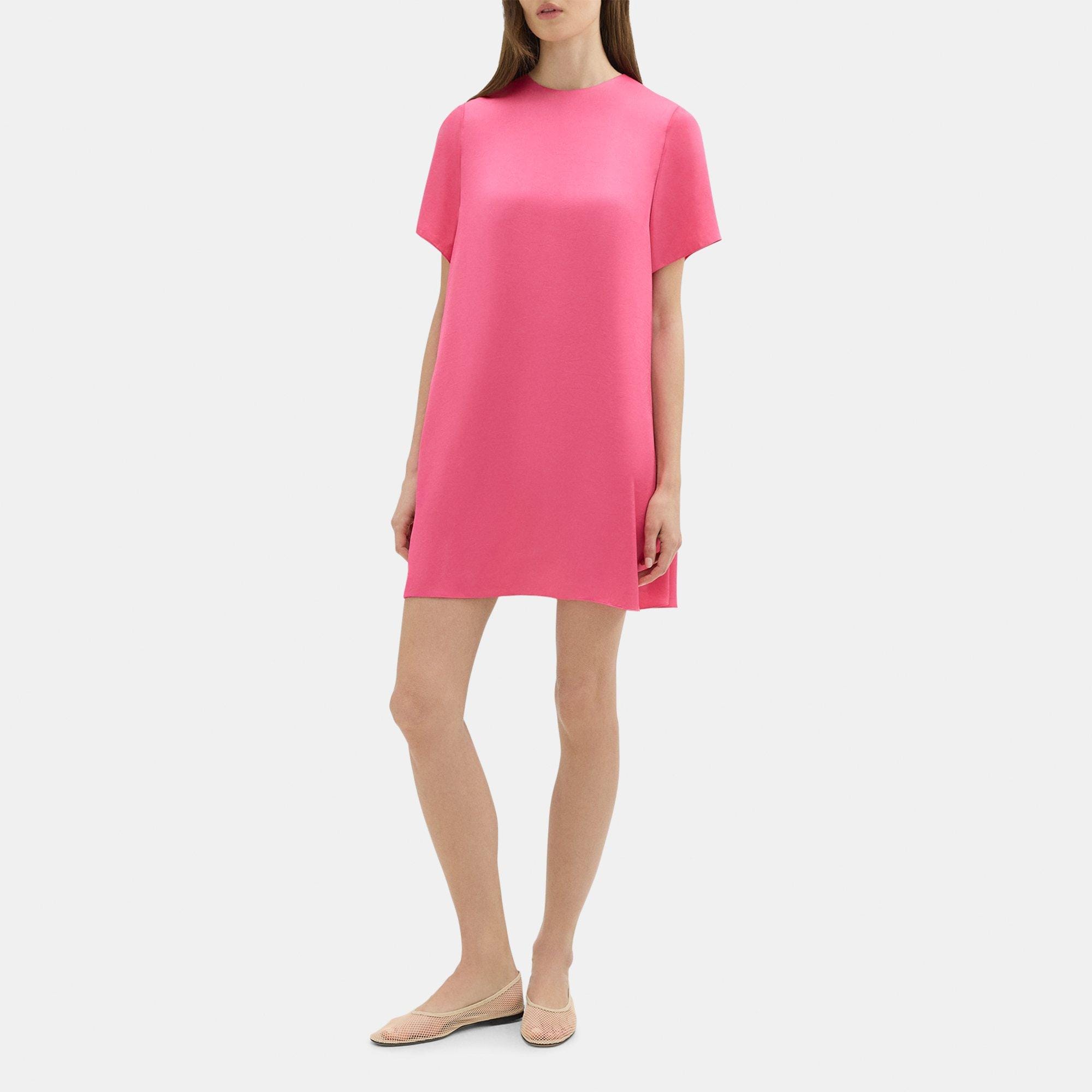 T-Shirt Dress in Crushed Satin