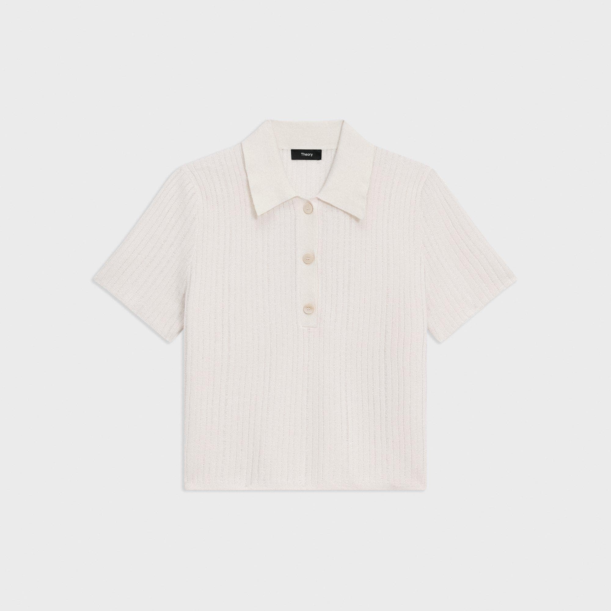 Cropped Polo in Linen-Viscose