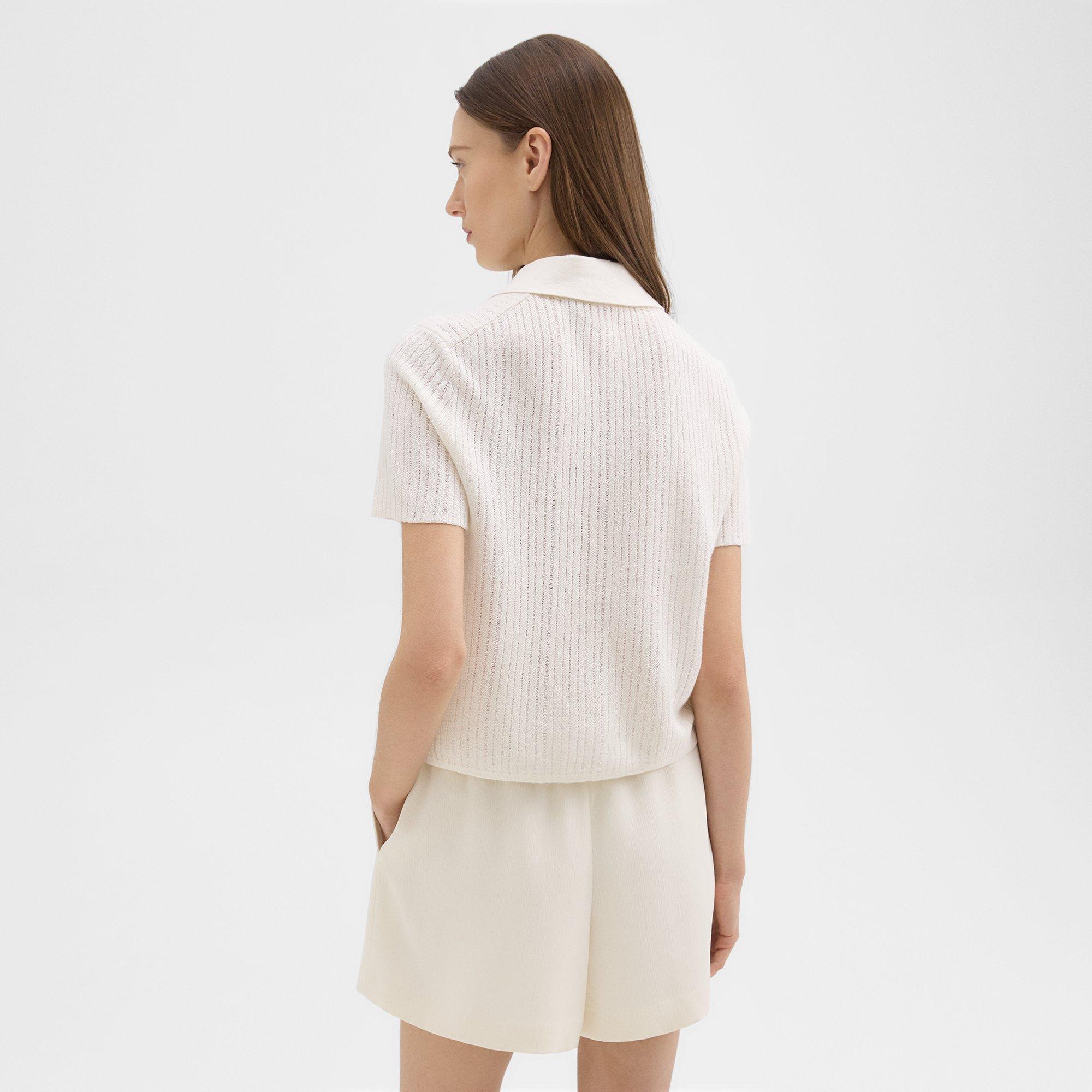 Cropped Polo in Linen-Viscose