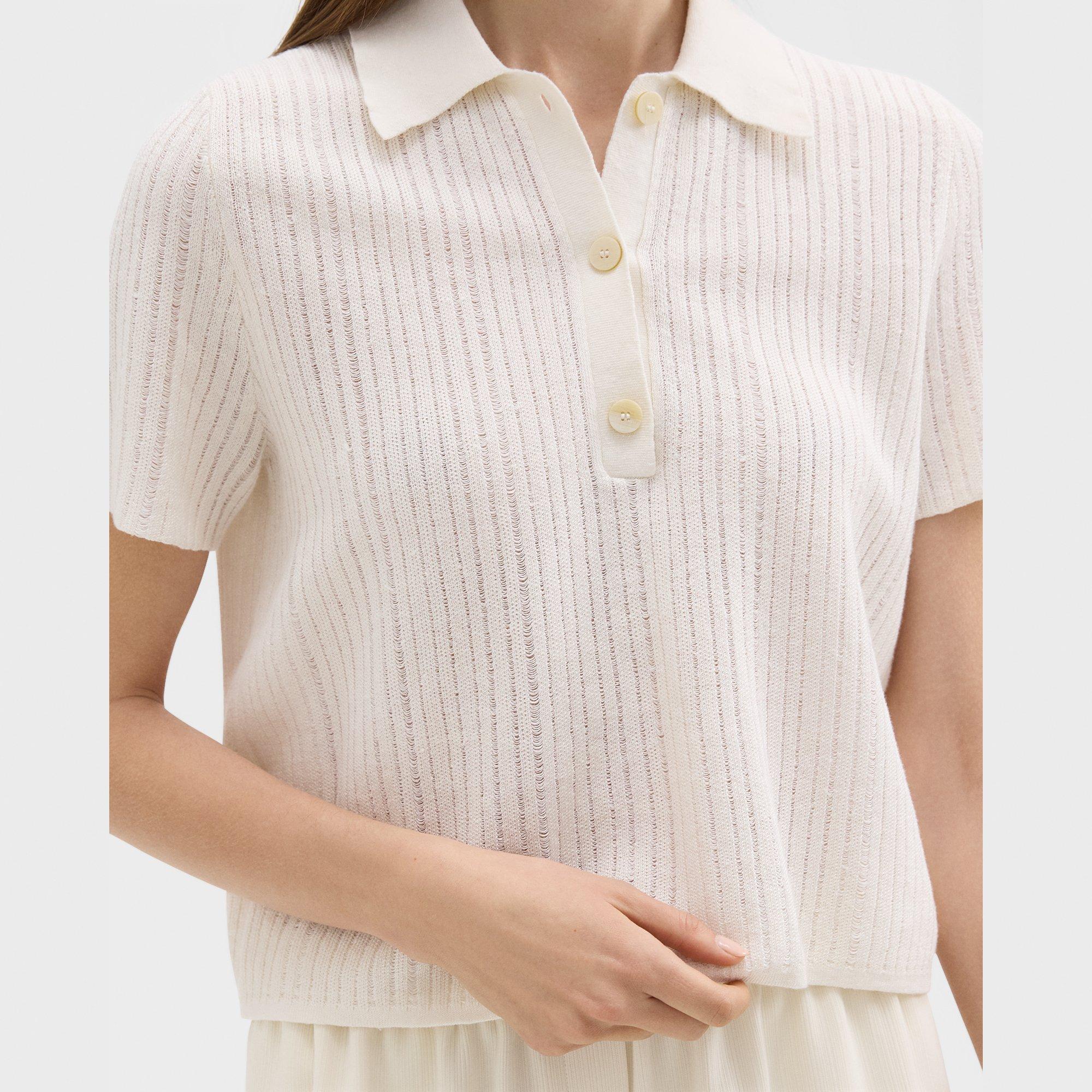 Cropped Polo in Linen-Viscose