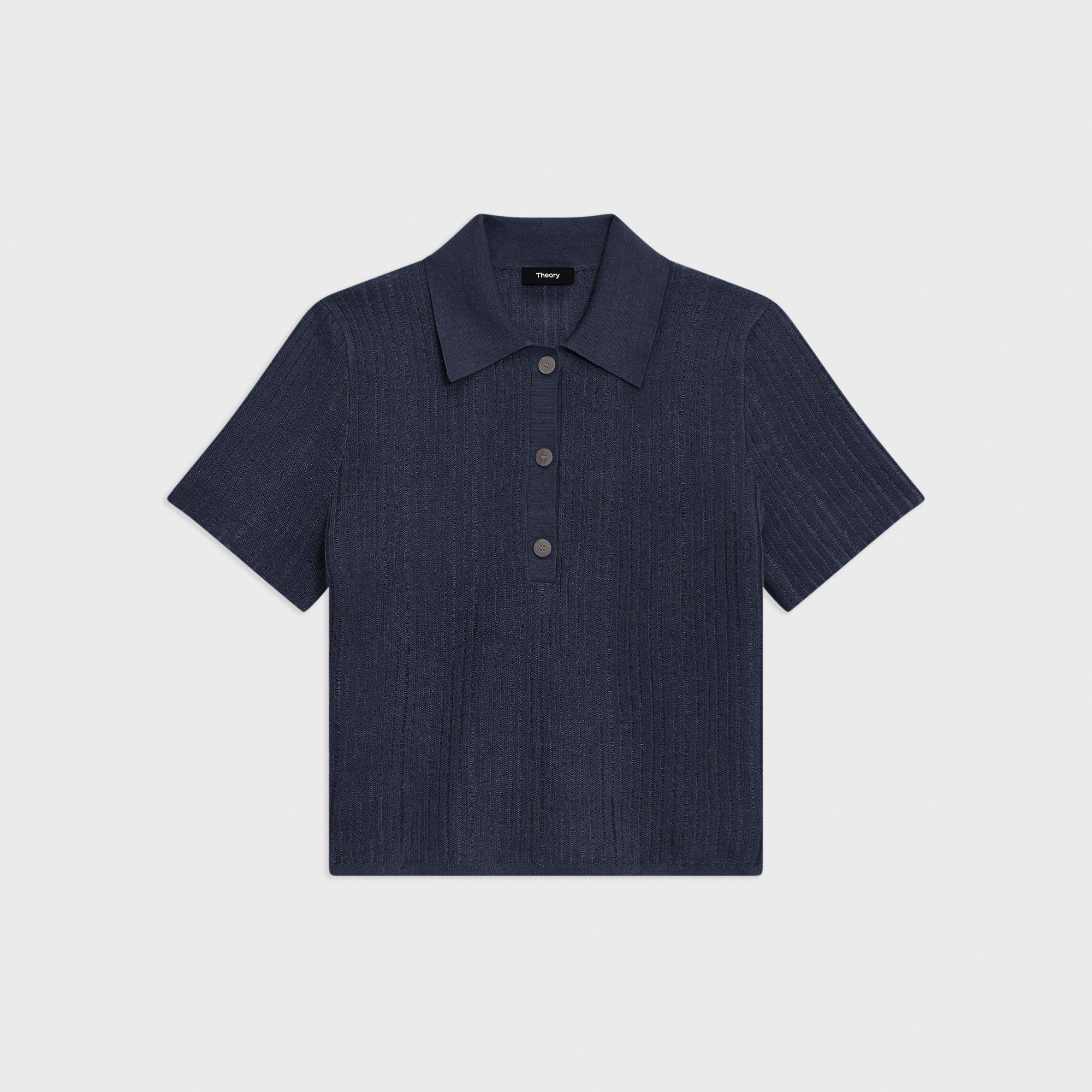 Cropped Polo in Linen-Viscose