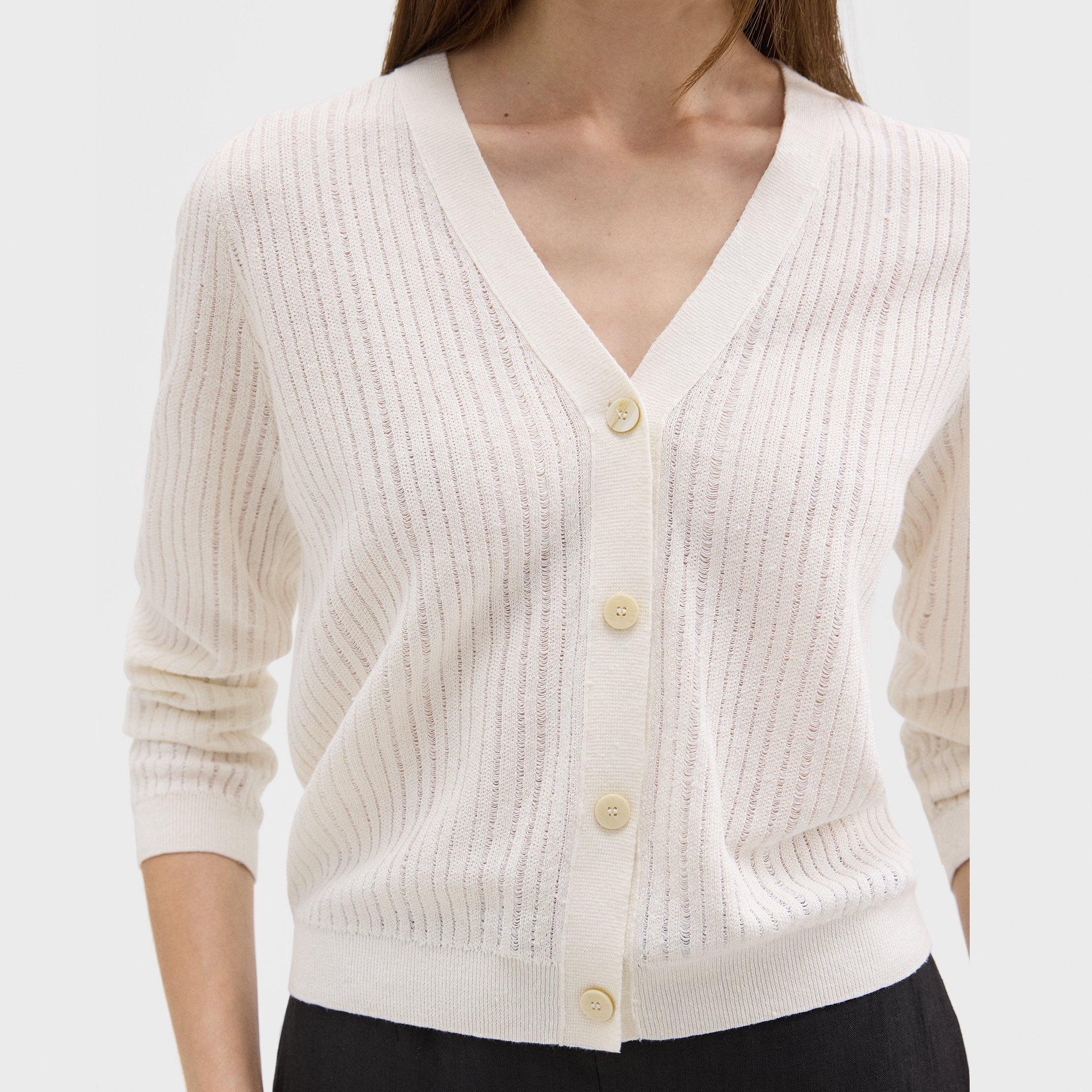 Cropped Cardigan in Linen-Viscose