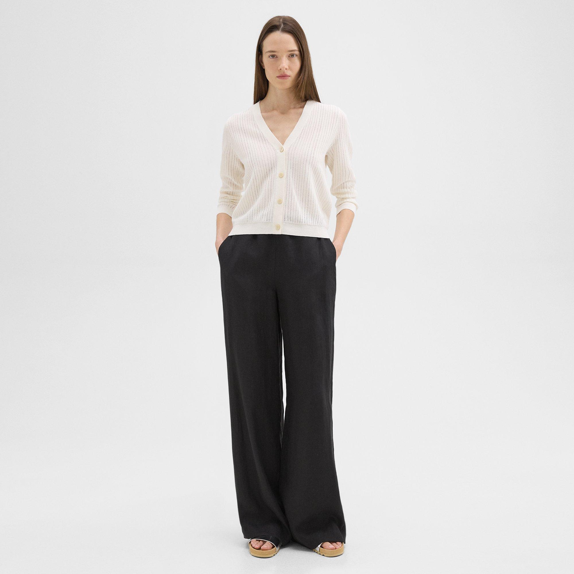 Cropped Cardigan in Linen-Viscose