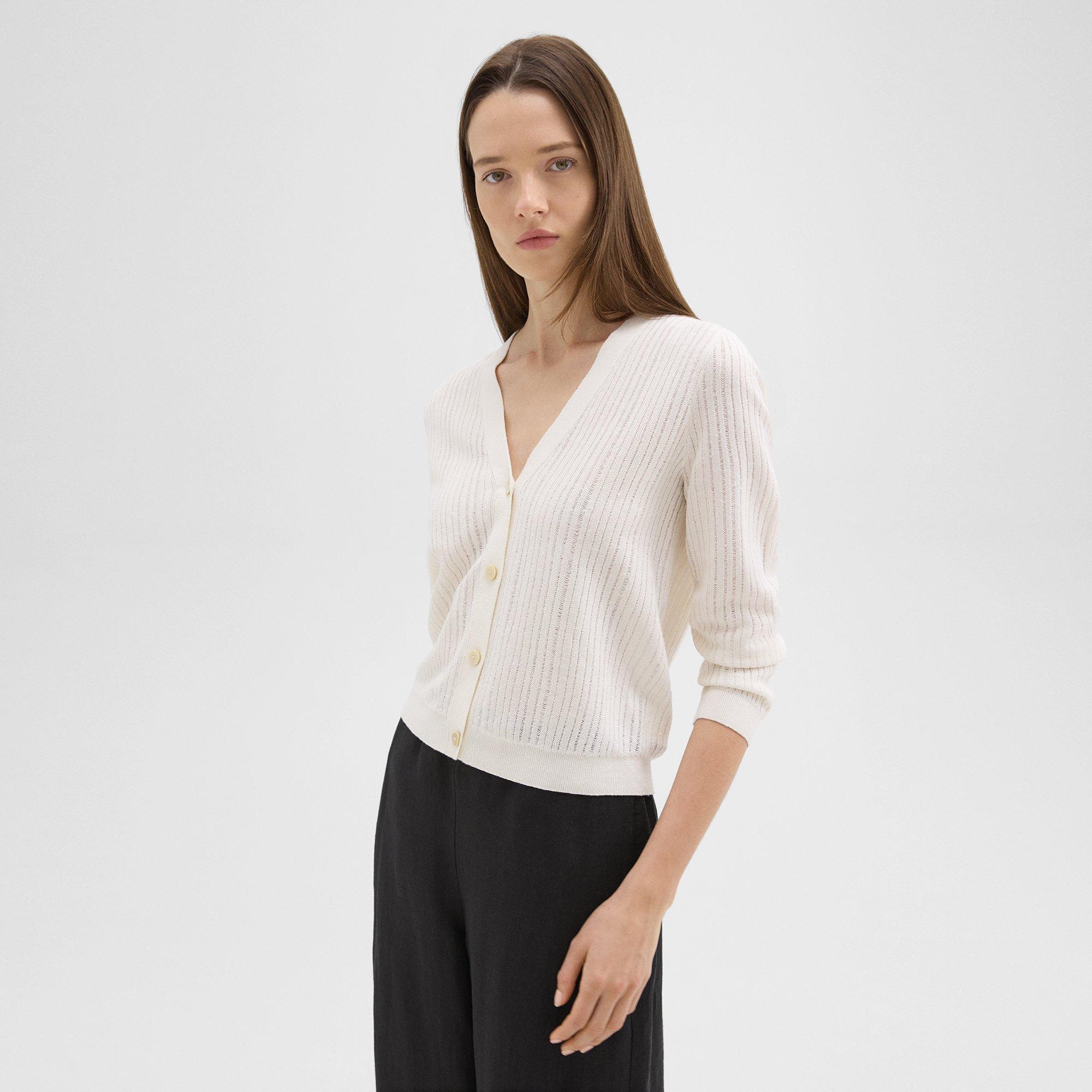 Cropped Cardigan in Linen-Viscose