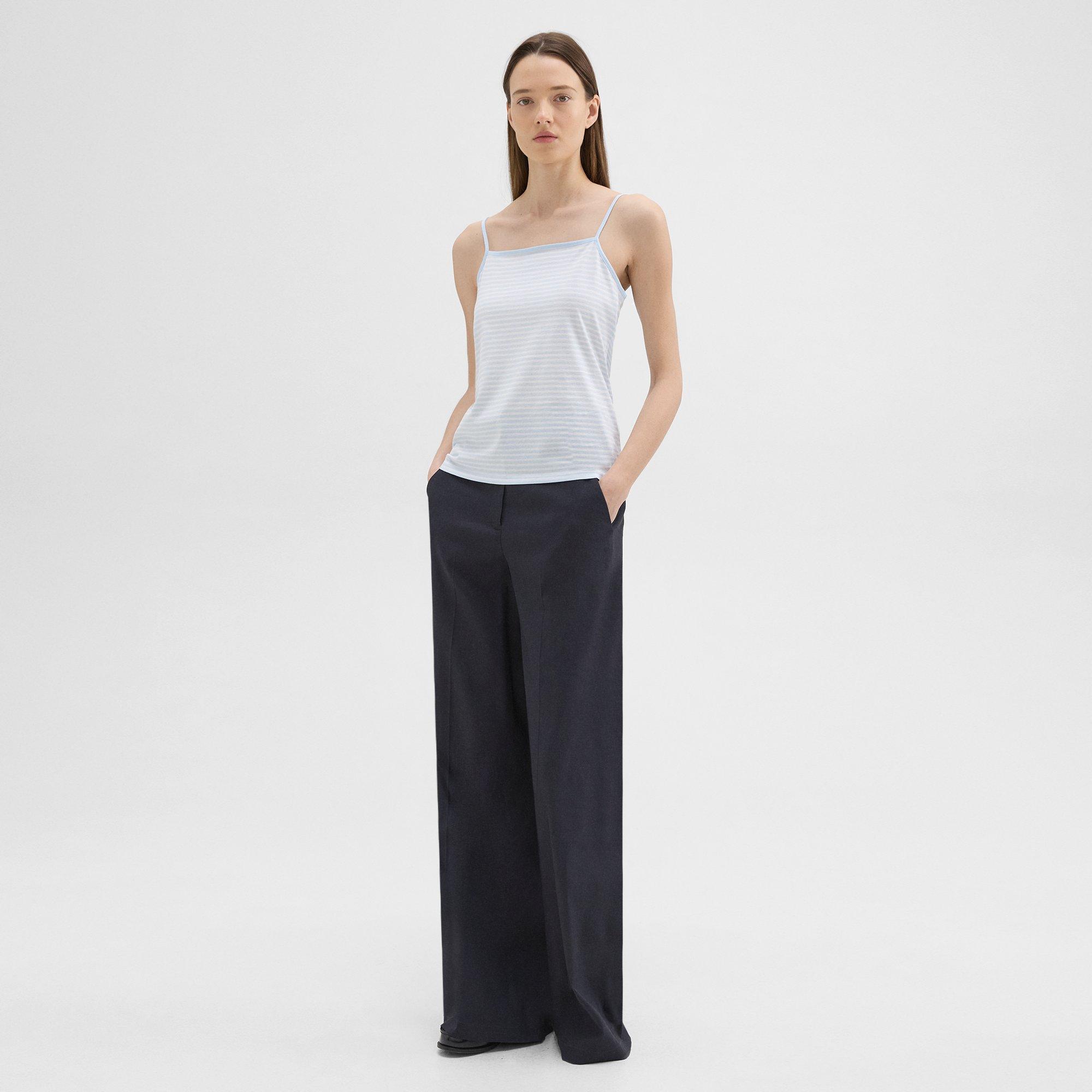 Square Neck Tank in Striped Pima Cotton