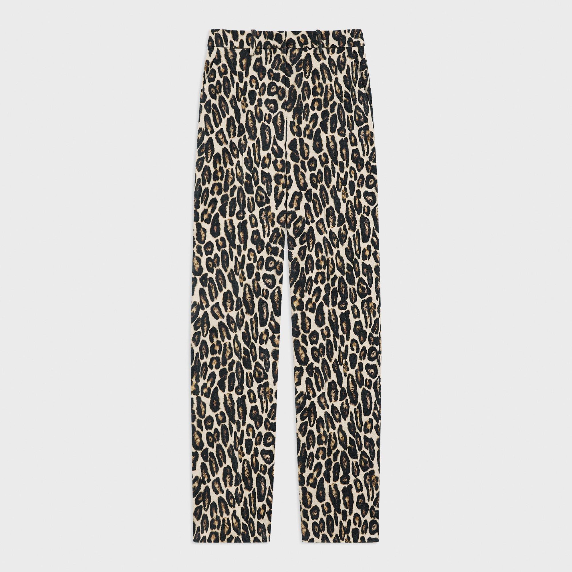 Lässige, gerade geschnittene Hose aus Wolle mit Stretch-Anteil und Leopardenprint