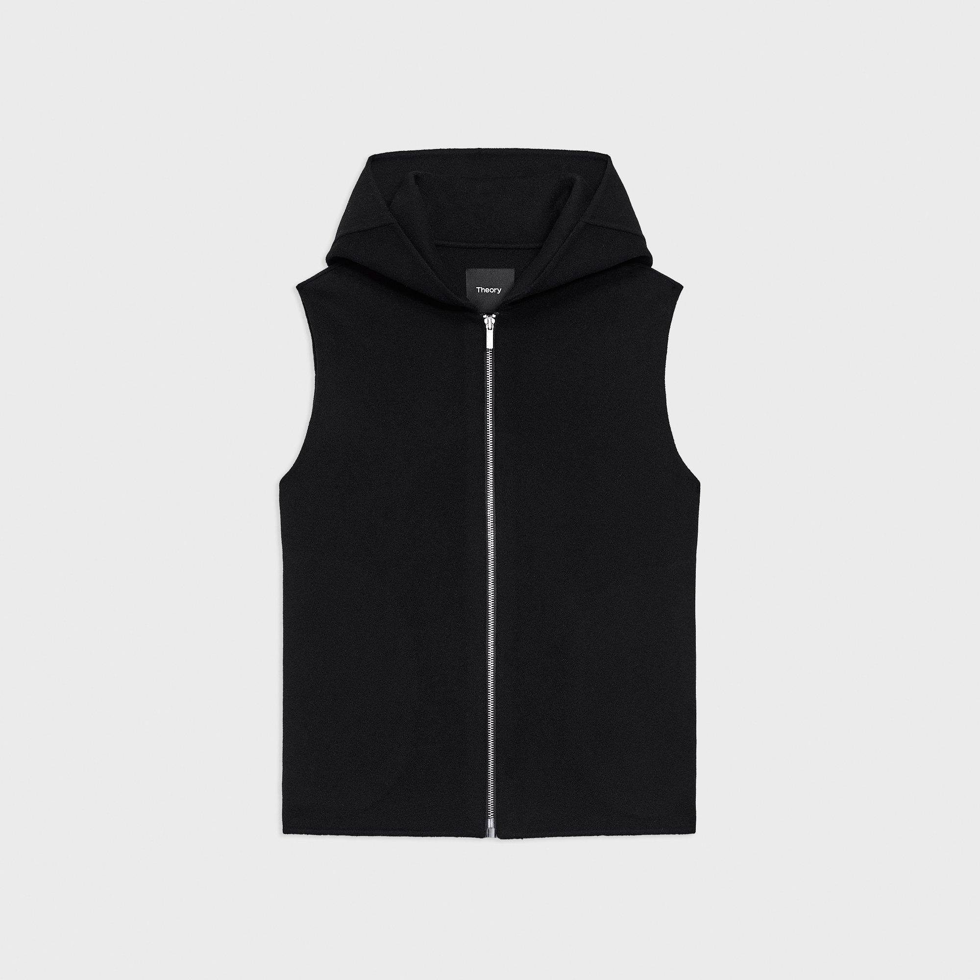 Hooded Zip-Up Vest in Double-Face Wool-Cashmere