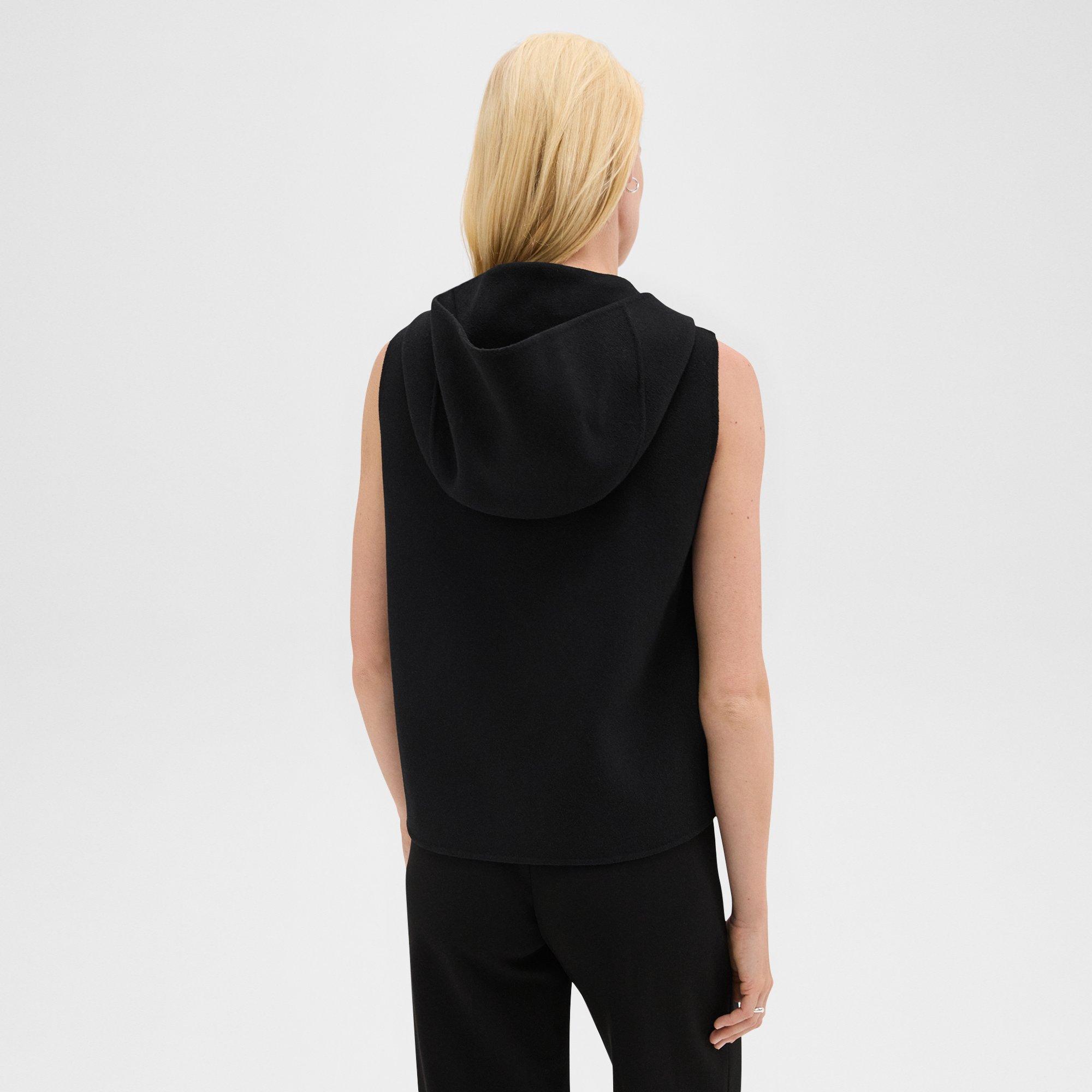 Hooded Zip-Up Vest in Double-Face Wool-Cashmere