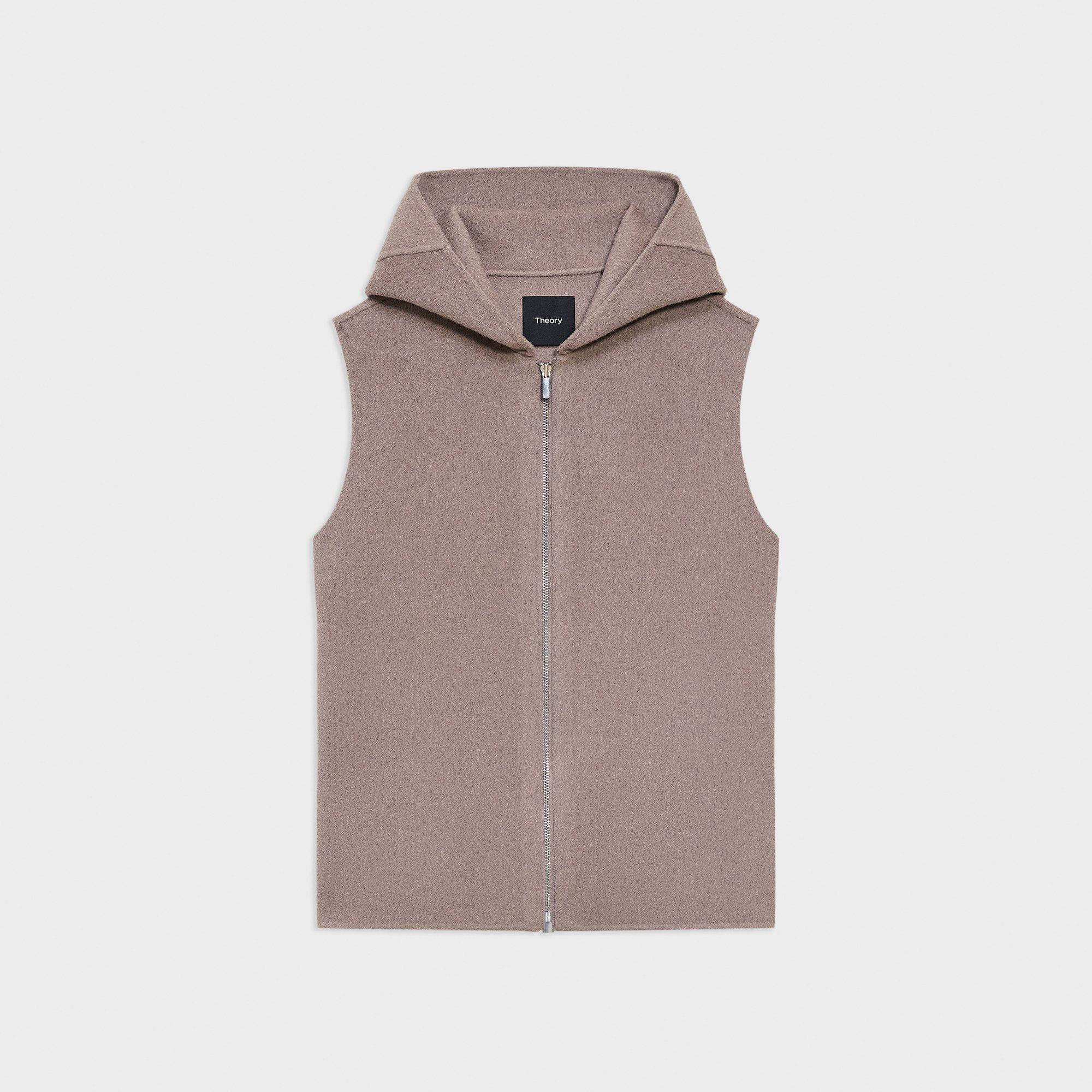 Gilet Zippé à Capuche en Laine et Cachemire Double Face