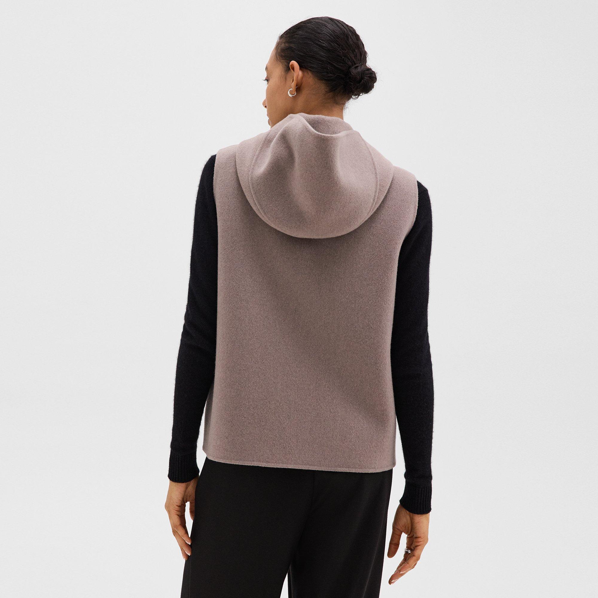 Hooded Zip-Up Vest in Double-Face Wool-Cashmere