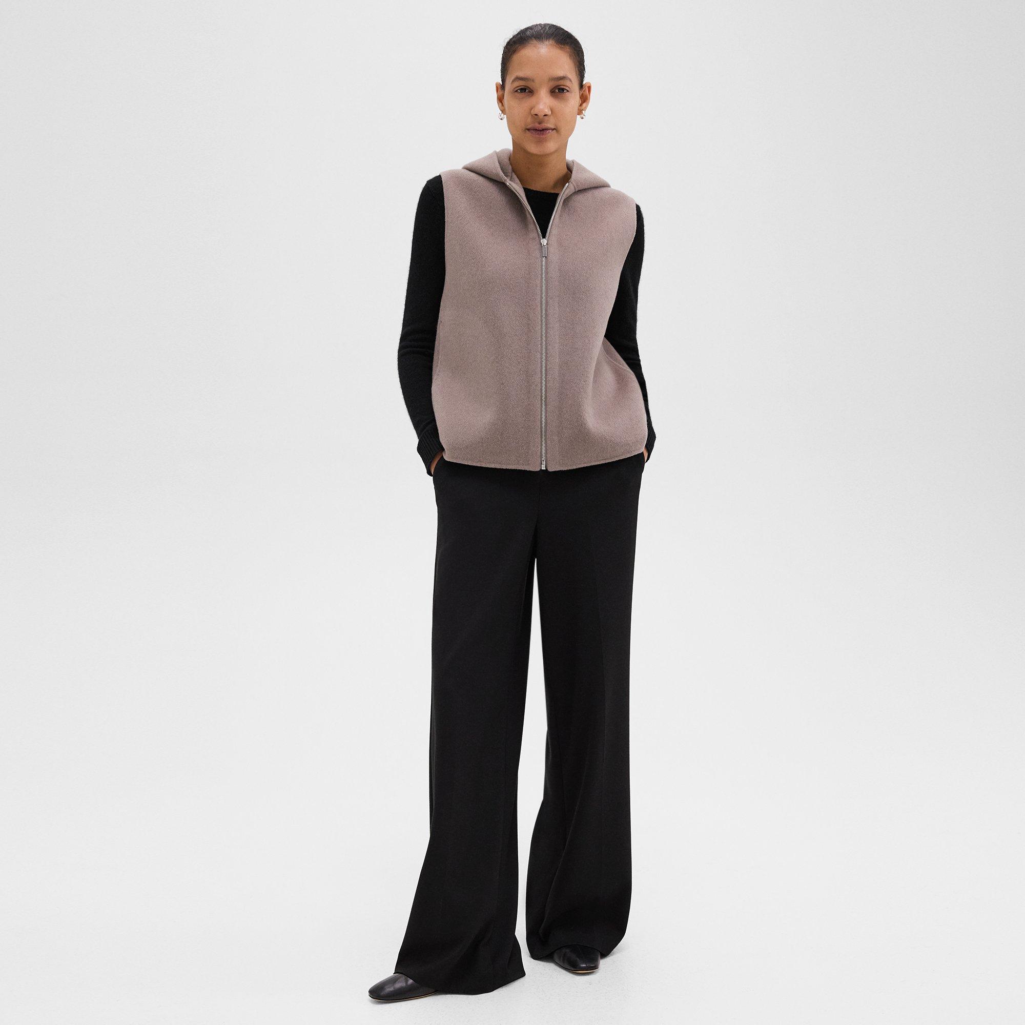 Hooded Zip-Up Vest in Double-Face Wool-Cashmere